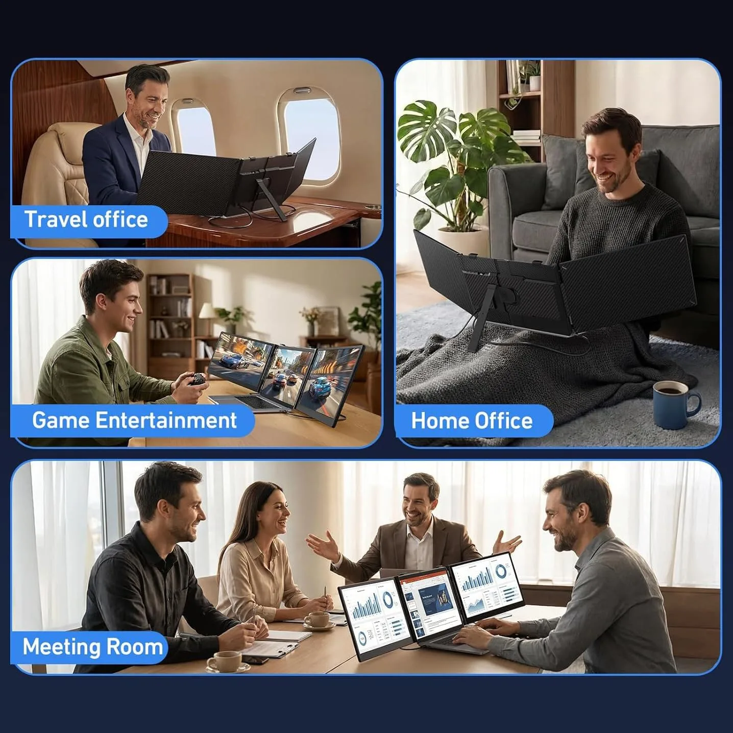 Vixtan 14" Triple Laptop Screen Extender, 3.0 lbs Lightweight FHD IPS Portable Monitor for Laptop, USB-C Plug & Play Multi Screen Attachment for 13-17.3" laptops with Windows/Mac/Chrome