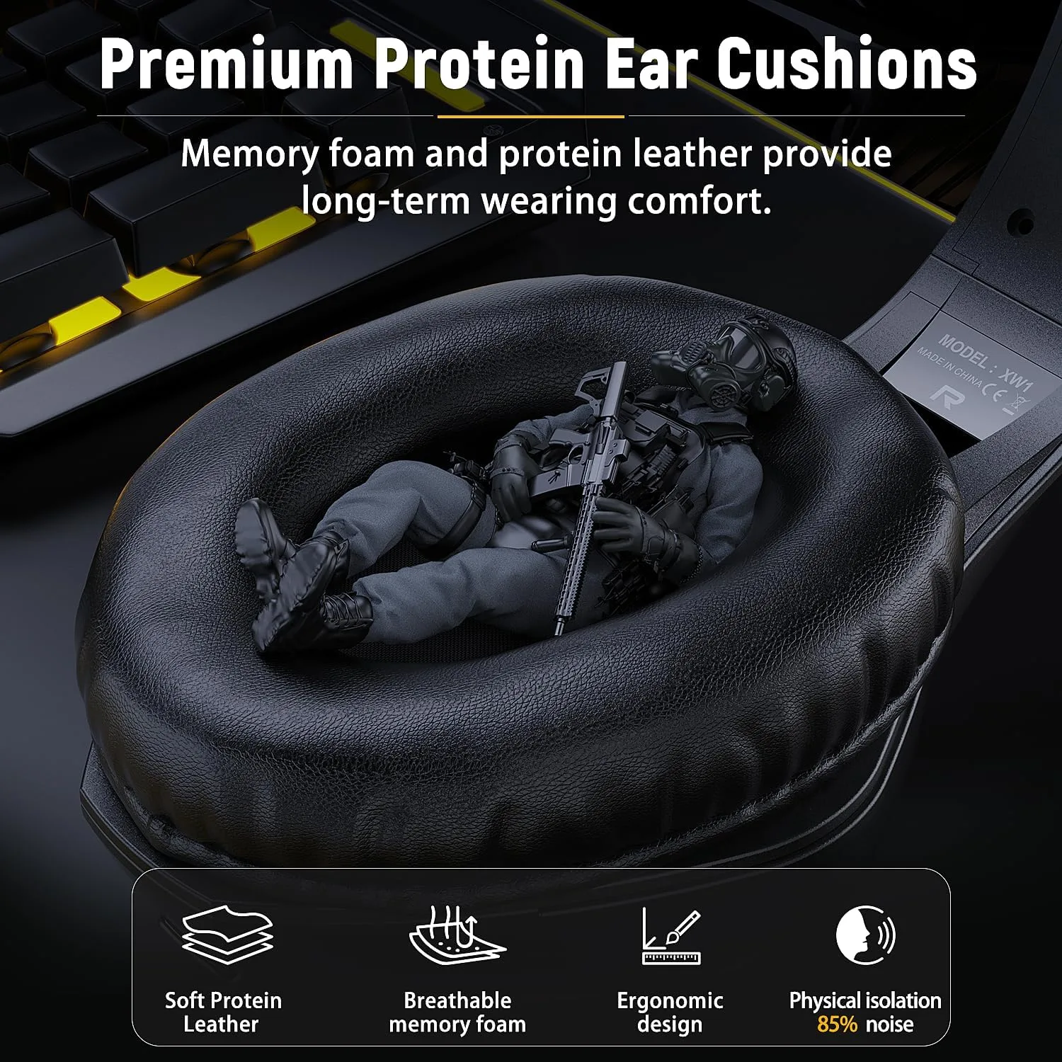 Tatybo Gaming Headset for PS5 PC, Noise Canceling Mic, RGB, Black