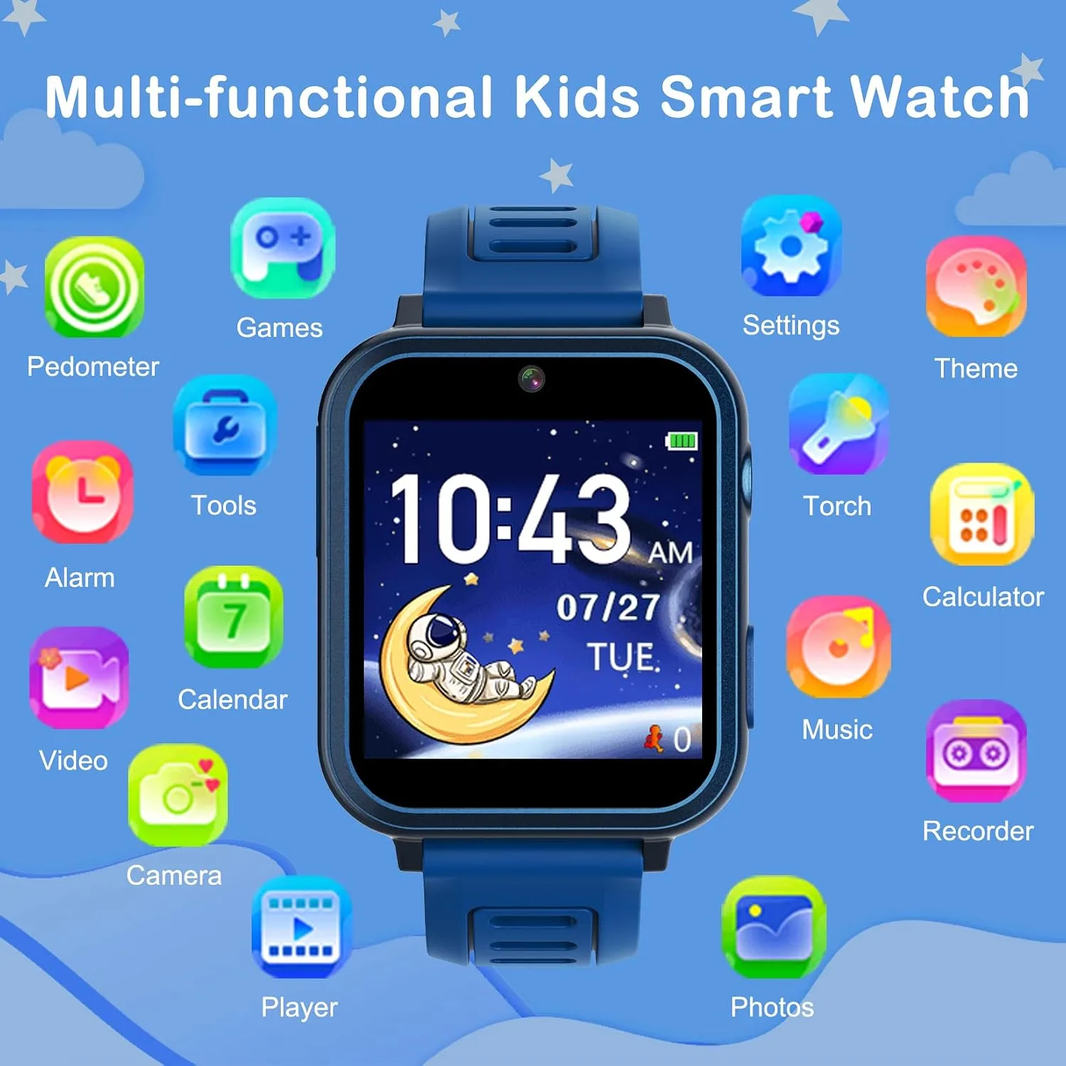 Smart Watch for Kids with 39 Games Alarm Clock, Touchscreen Calendar Camera
