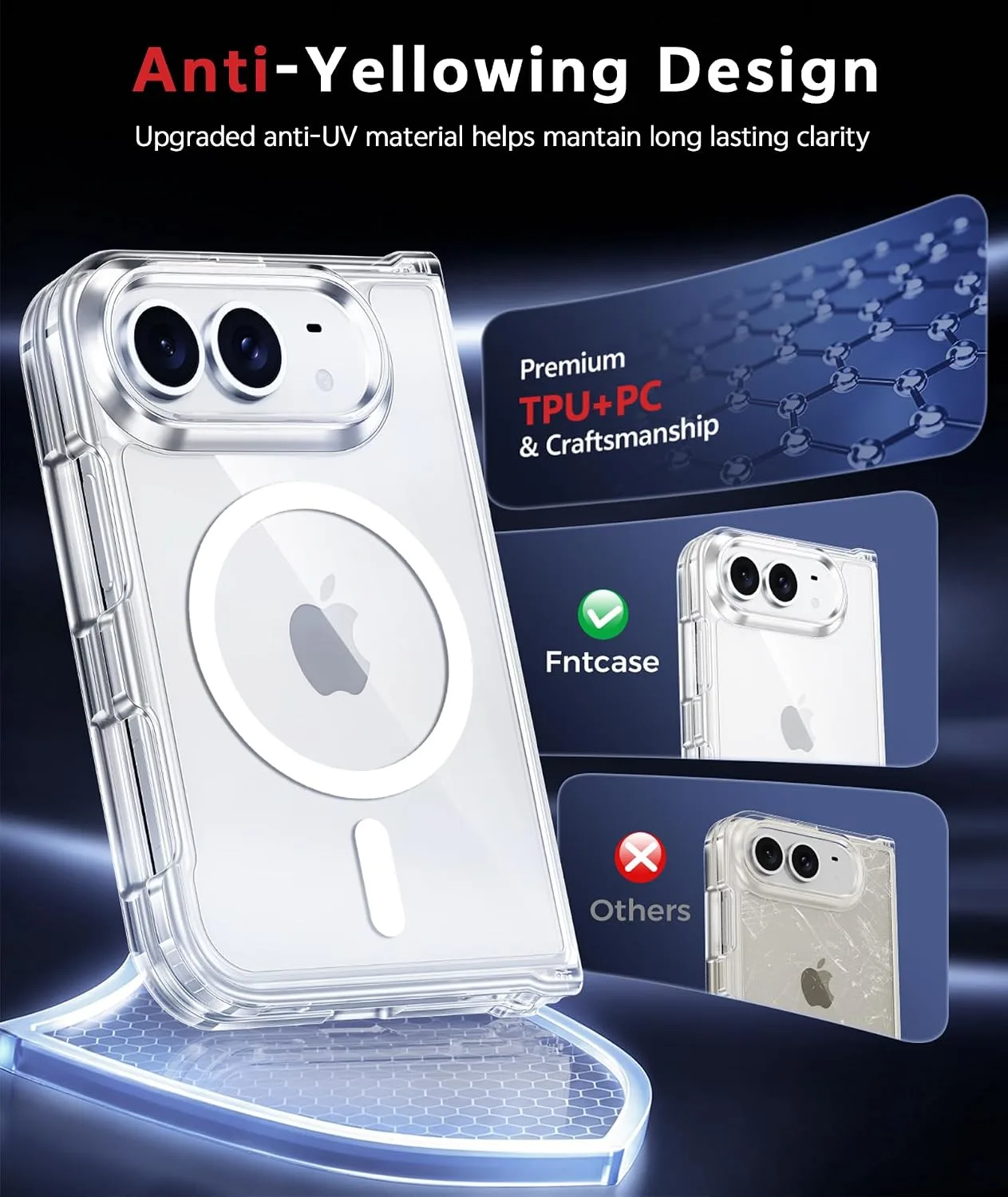 FNTCASE for iPhone Duo Case Clear Compatible with Magsafe