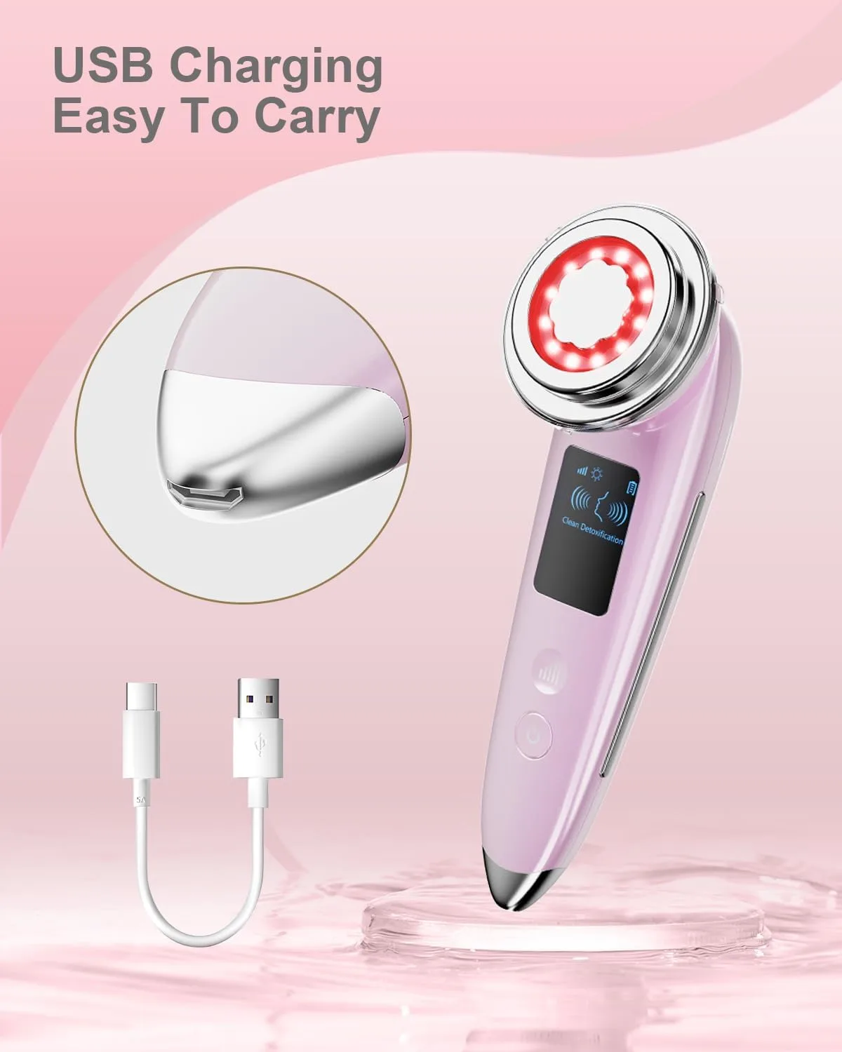 Face Massager Electric Face Lifting 4 in 1 Facial Massager Anti Aging Skin Tightening Firming Skin Care Tools (Pink2)