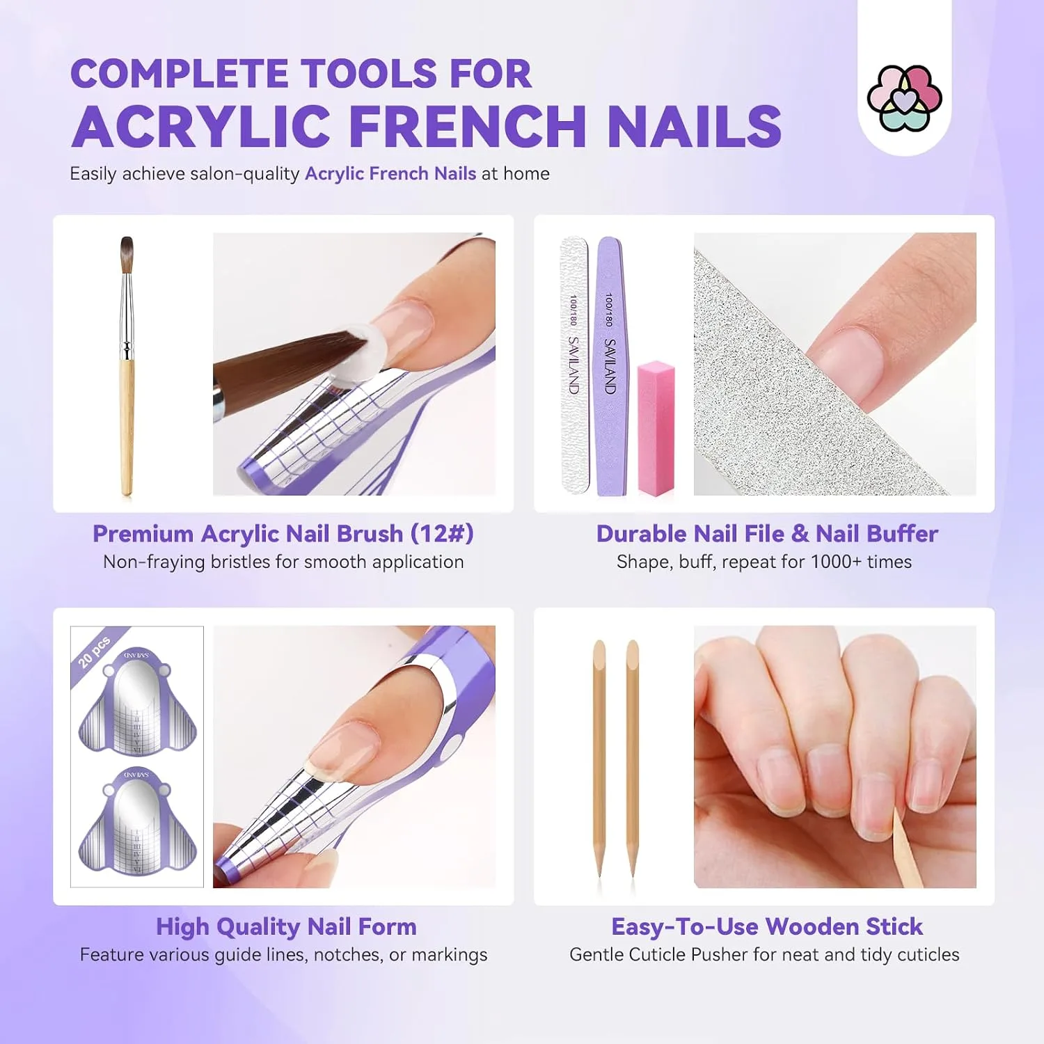 SAVILAND Acrylic Nail Kit, Keratin Acrylic Powder with French Tips
