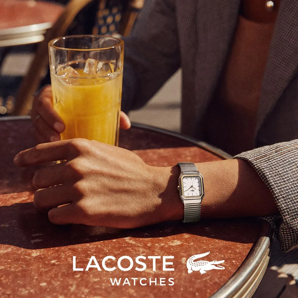 Lacoste Rene Women's Quartz Watch - Octagonal Case and Bezel, Three-Hand Dial, Mesh Bracelet - Modern, Vintage Timepiece - Gift for Her 23mm