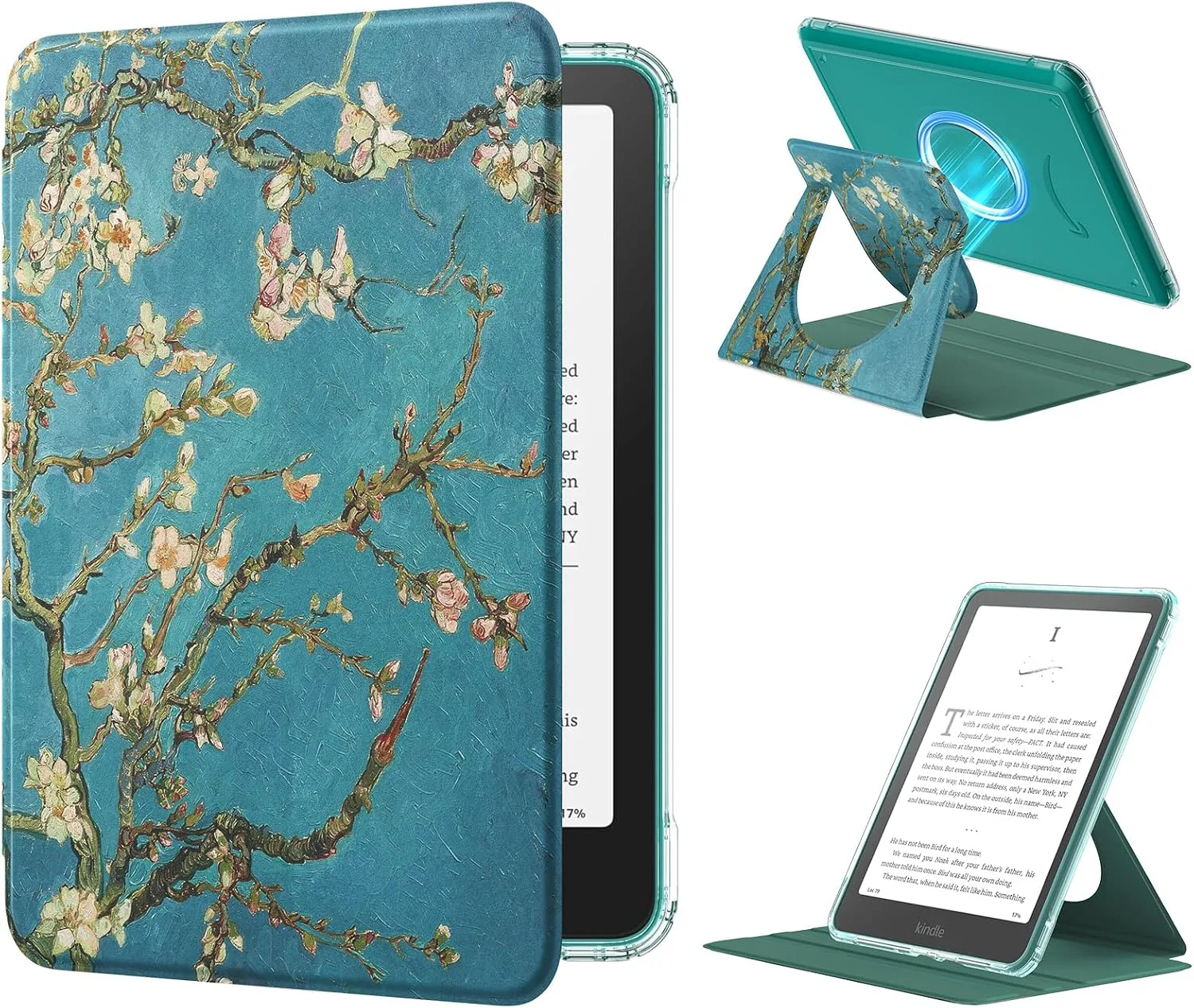 MoKo 360°Rotating Detachable Case for 7" eBook Reader, Apricot Blossom