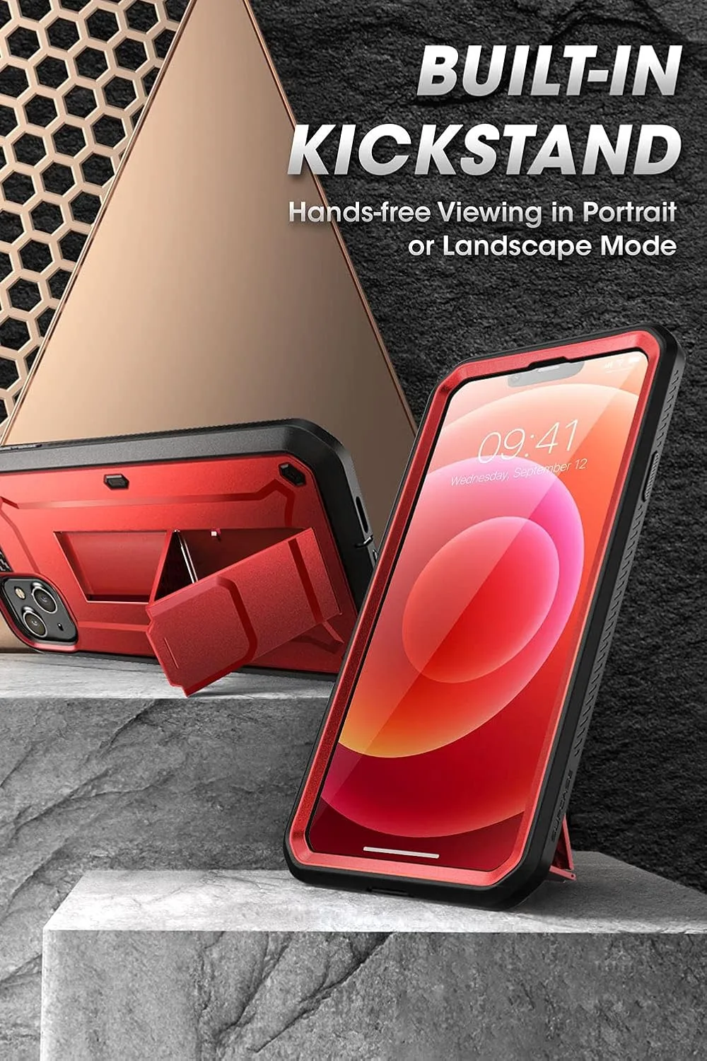 SUPCASE for iPhone 13 Case (6.1 inch) with Screen Protector, Ruddy