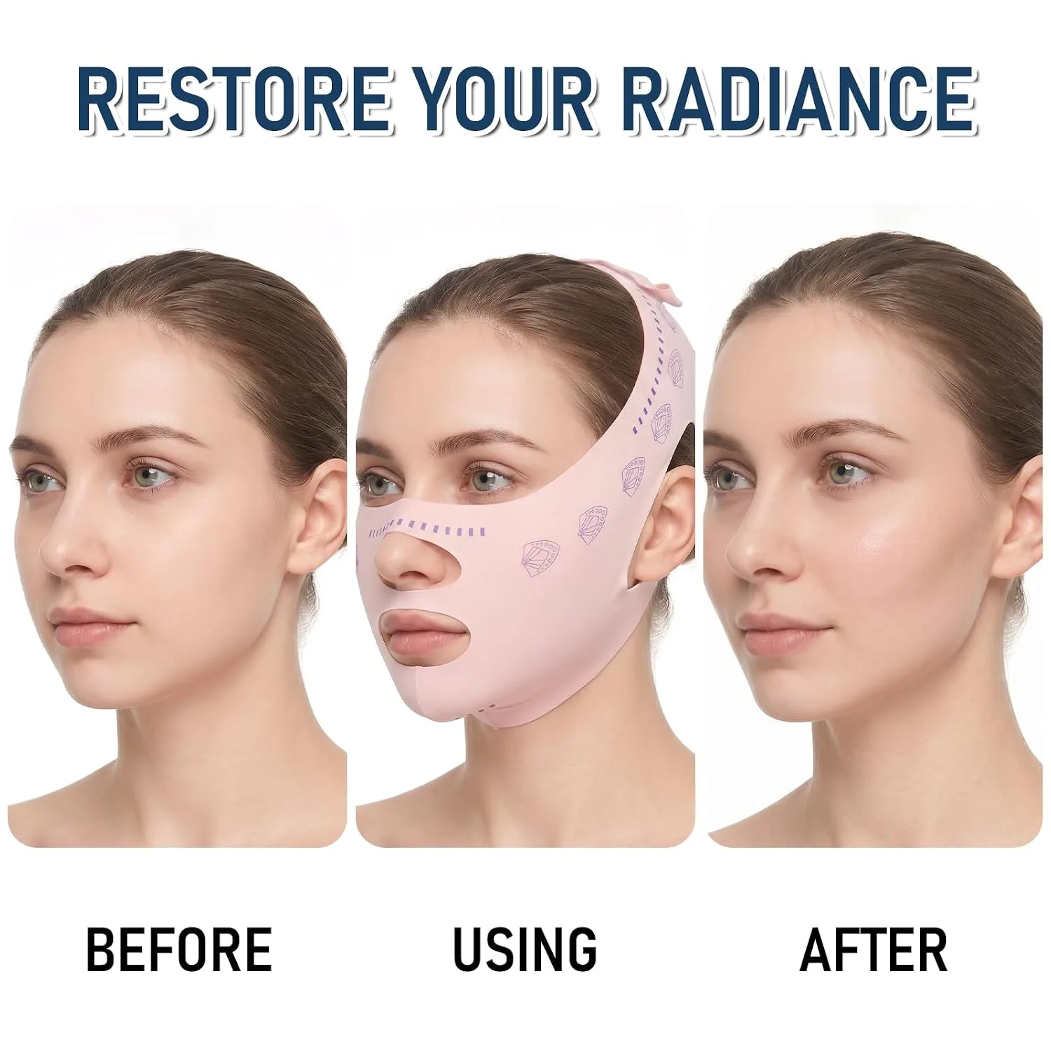 V Line Lifting Mask, Double Chin Reducer Jawline Shaper Strap for Women, Reusable Face Lifting Mask for Sleeping, Breathable Cooling Chin Strap Prevent Sagging