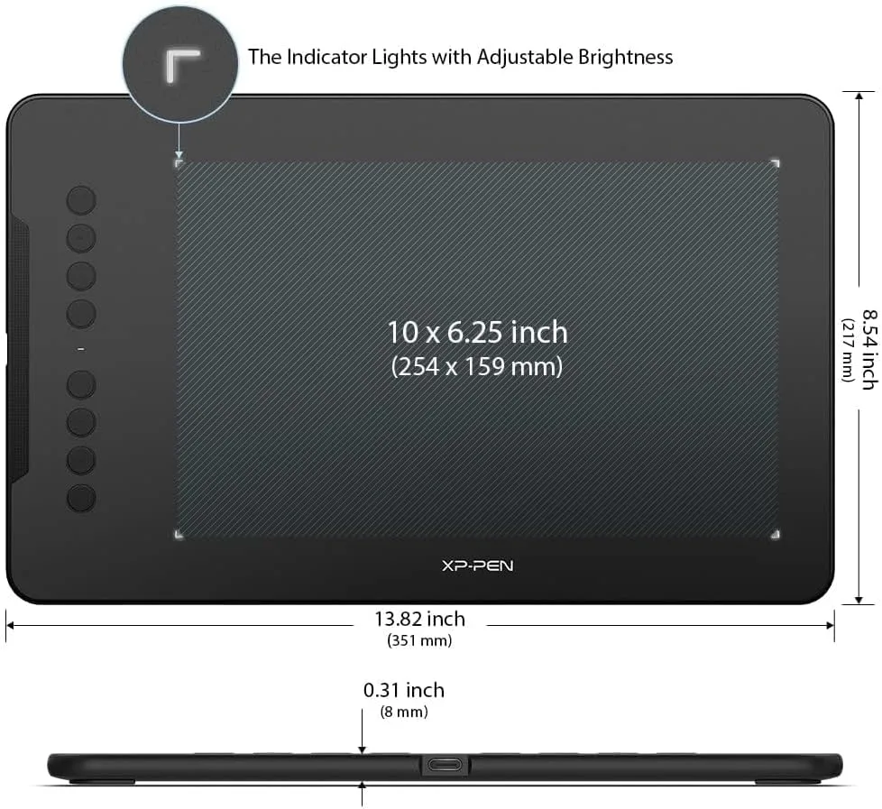 XPPen Deco 01 V3 10x6 Drawing Tablet, 16K Battery-Free Stylus, 8 Keys