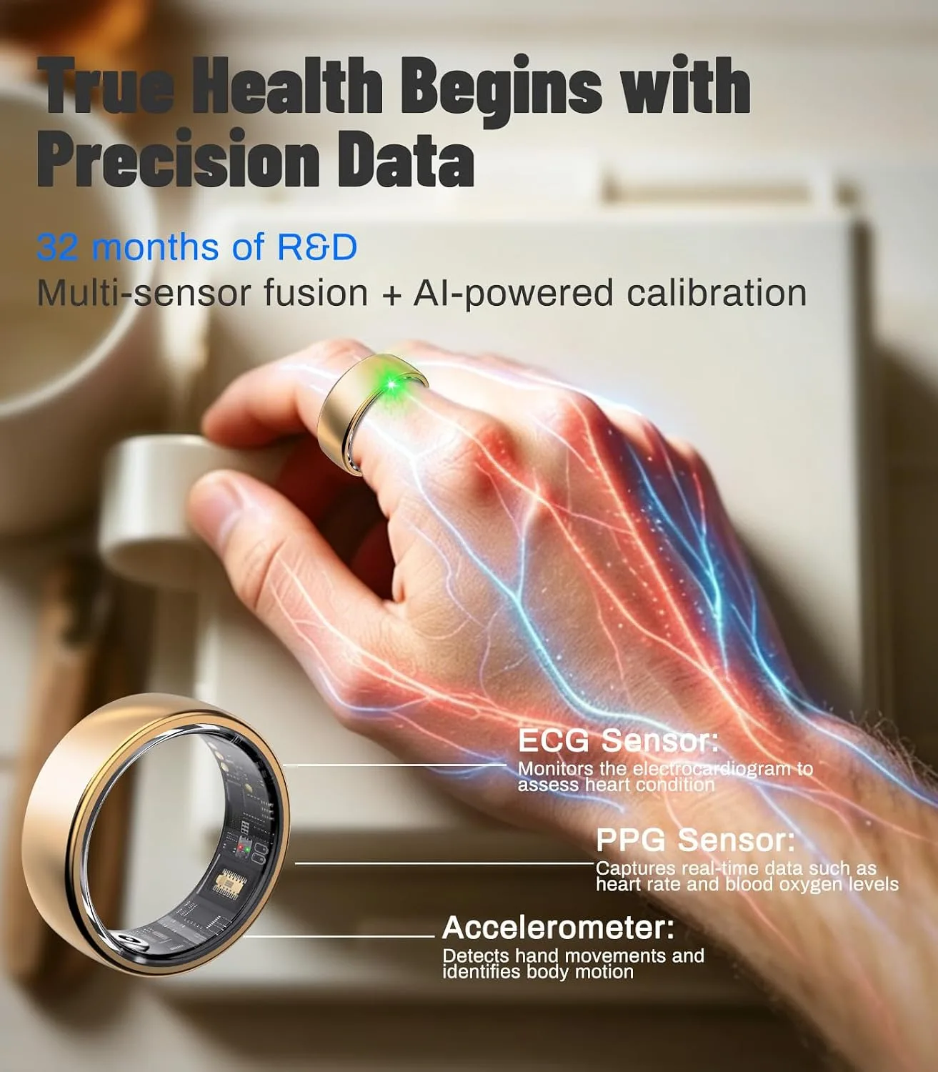AI Smart Ring for Women Men, Health Ring with AI Health Analysis
