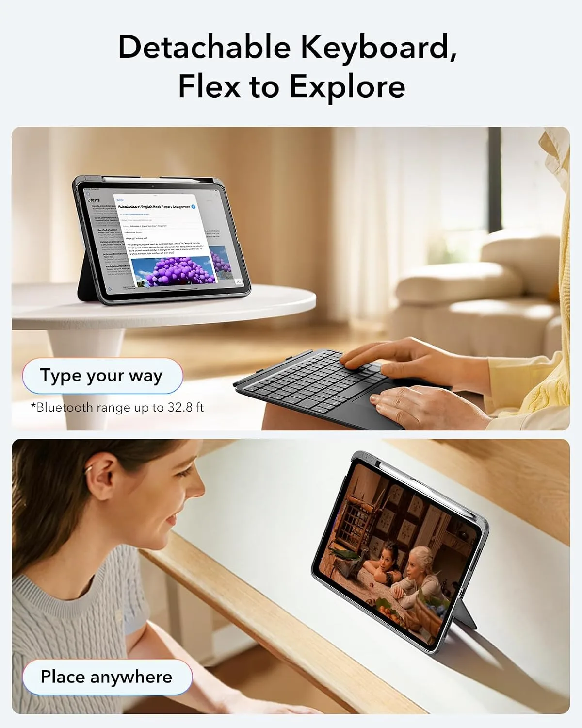 ESR for iPad (A16) 11th/10th Gen Case with Keyboard, Ultra-Light