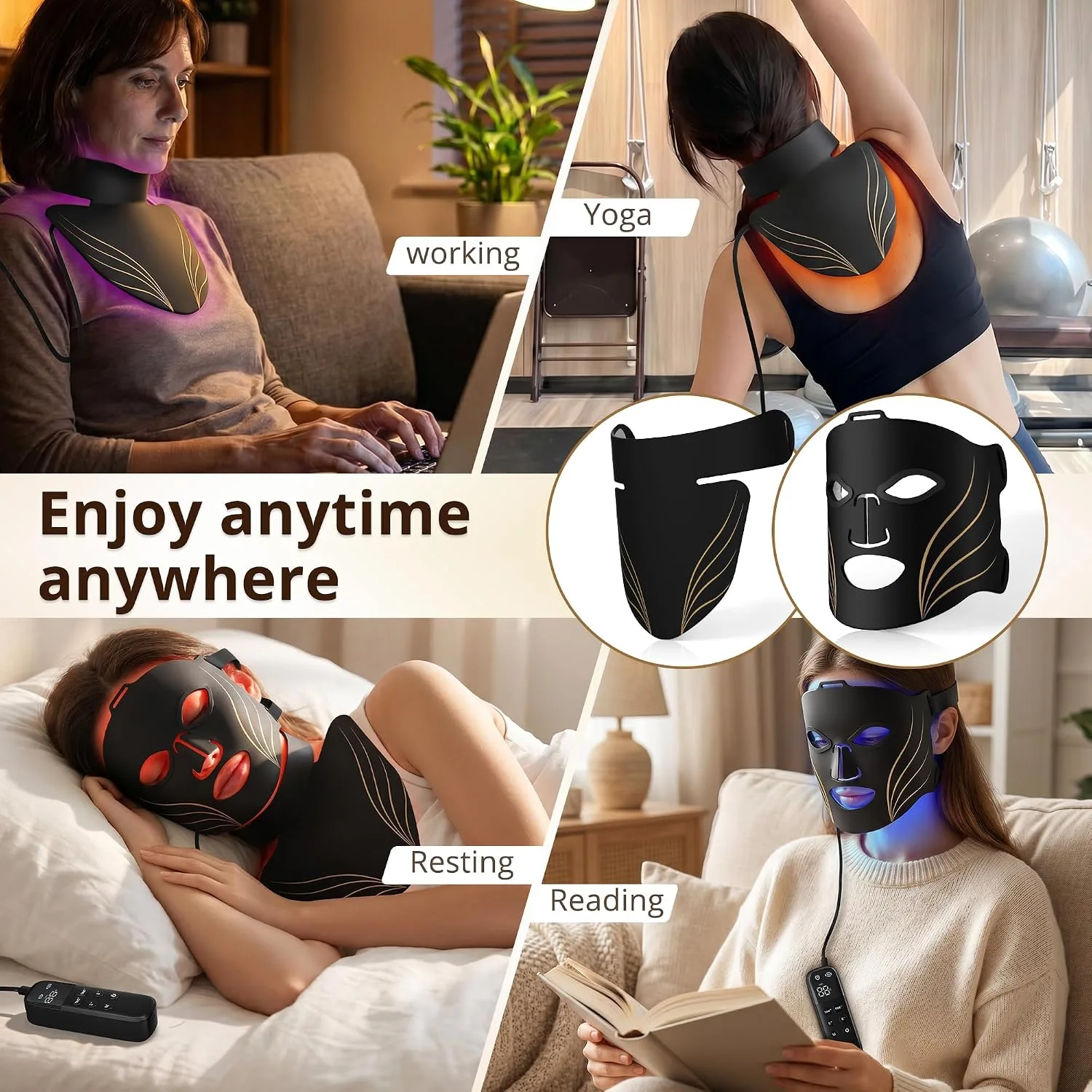 Red Light Therapy Mask for Face & Neck, 640 LEDs, 4 Modes