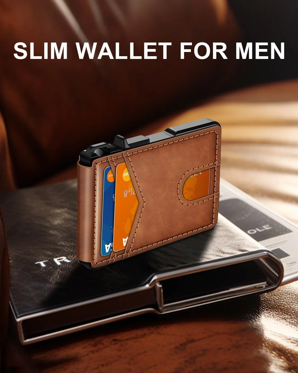 Wallet for Mens Minimalist Wallet 9-13 Cards RFID Blocking Slim Wallet