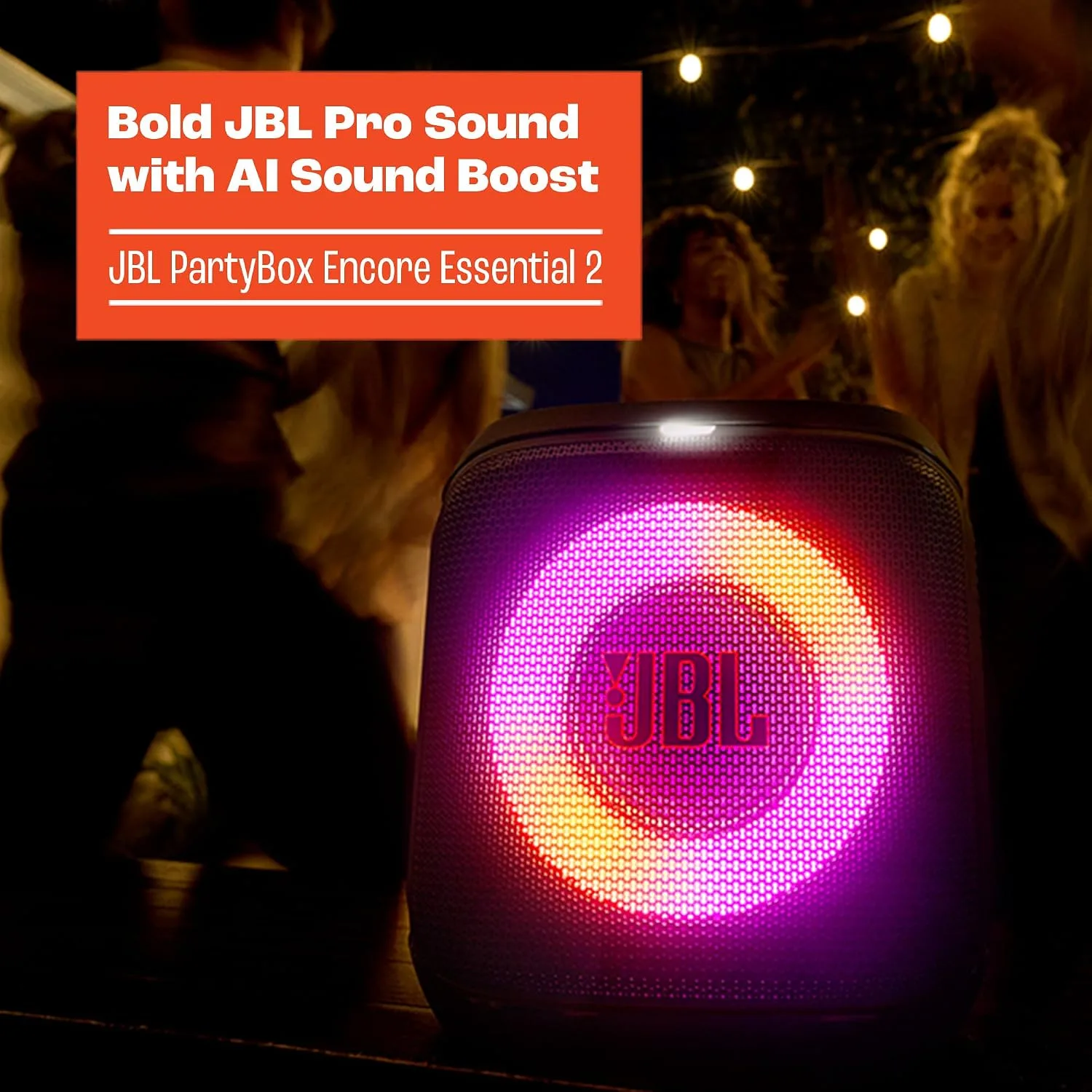 JBL PartyBox Encore Essential 2 Portable Speaker, AI Sound Boost - Black