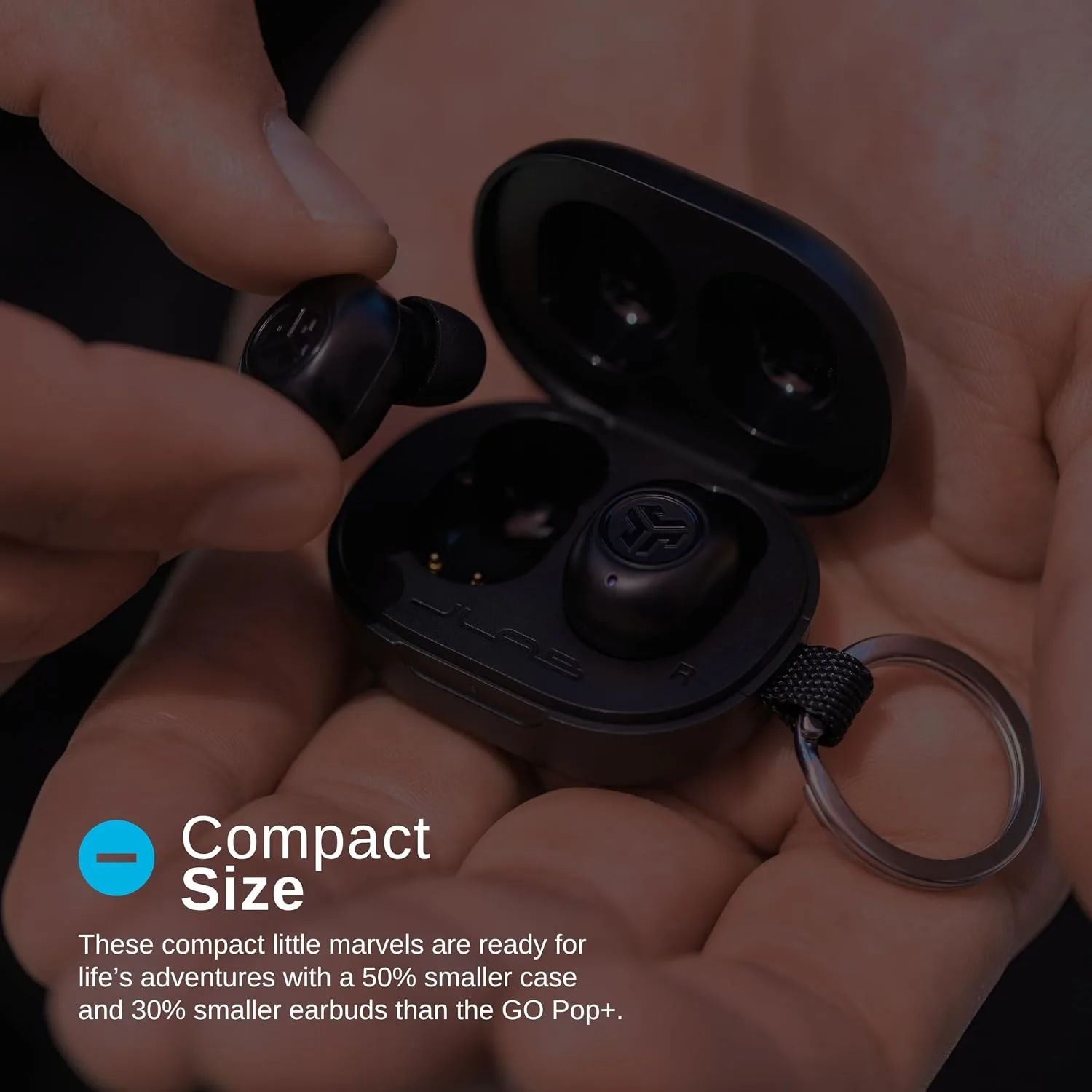 JLab JBuds Mini True Wireless Earbuds, Bluetooth Multipoint, Charcoal Black