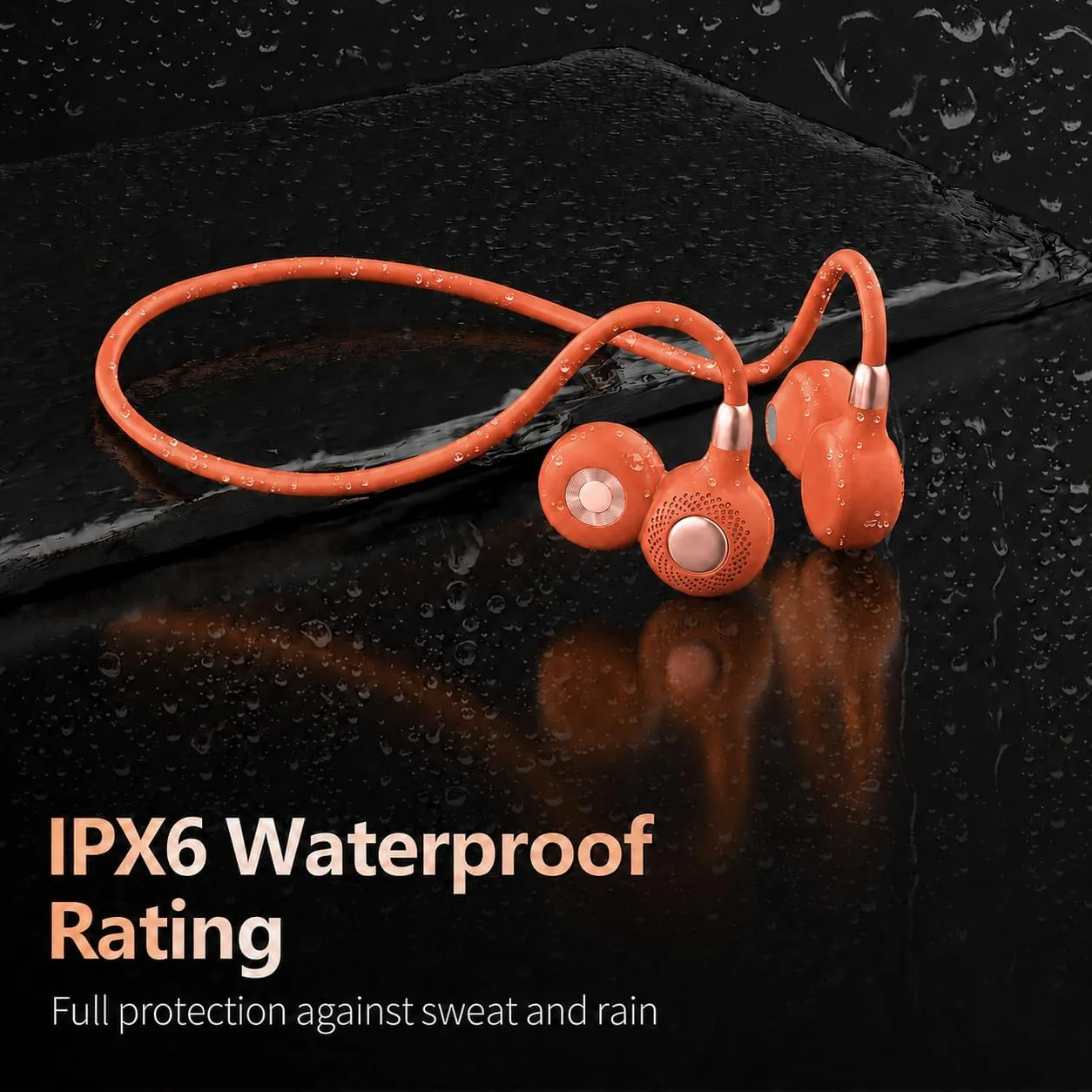 Ortizan Open Ear Headphones, Bluetooth 5.3 Wireless Air Conduction Headphones Sport Earbuds, Premium Sound, IPX6 Waterproof, Clear Call, 19g Lightweight Earphones for Running Cycling Workouts (Orange)
