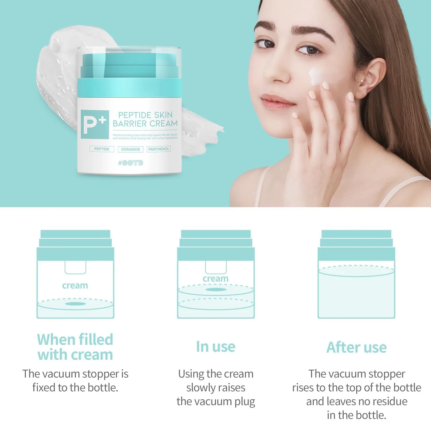 #OOTD Peptide Skin Barrier Face Moisturizer, Korean Skin Care, 1.69 fl oz