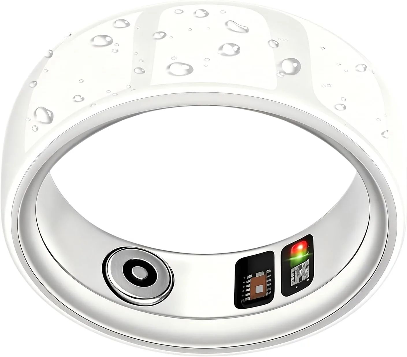 Ceramic Smart Ring for Women Men, Health Tracker Ring, No App Fee, White,8