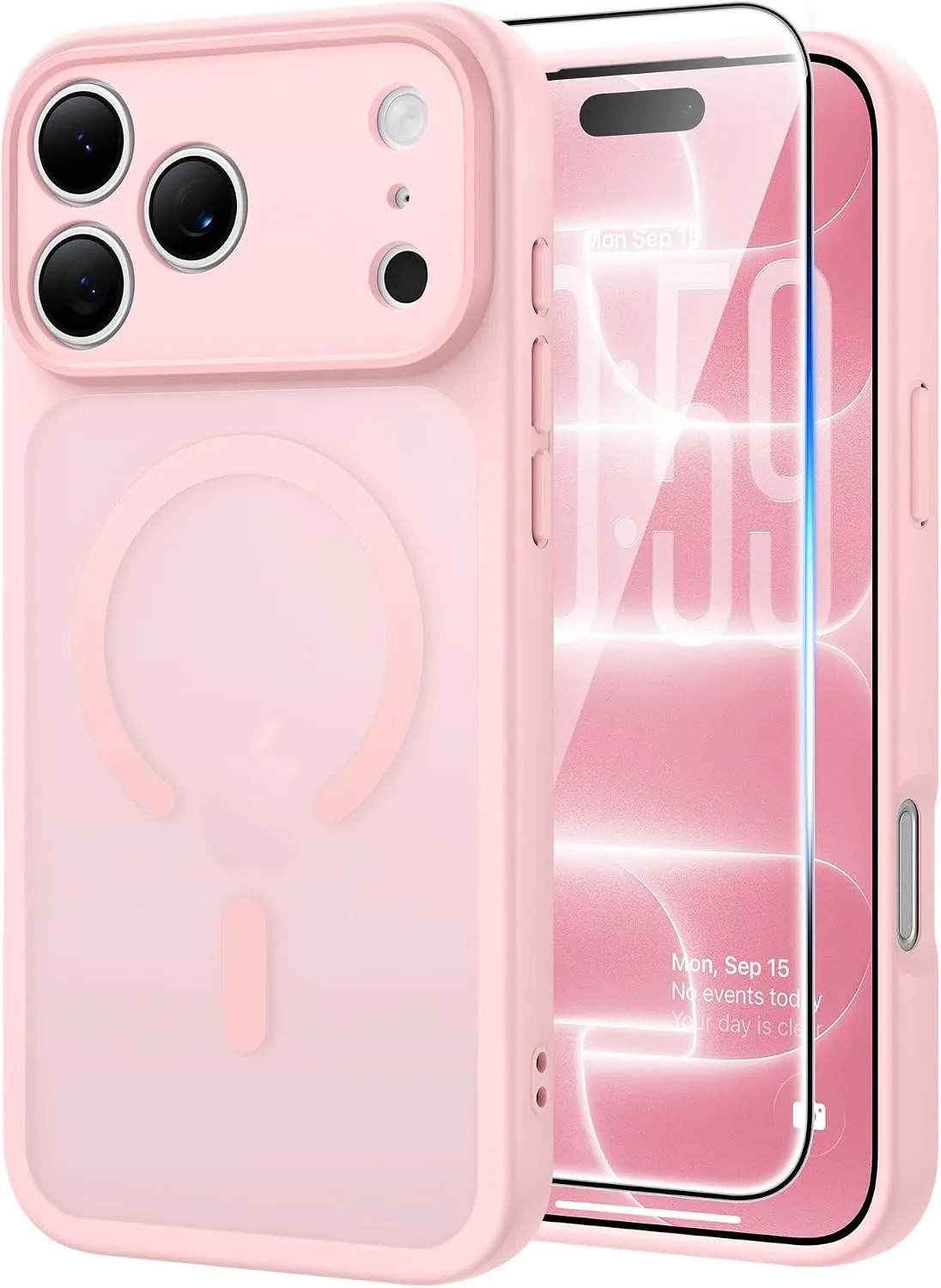 FNTCASE for iPhone 18 Pro Case / 17 Pro Case Fit for MagSafe Light Pink