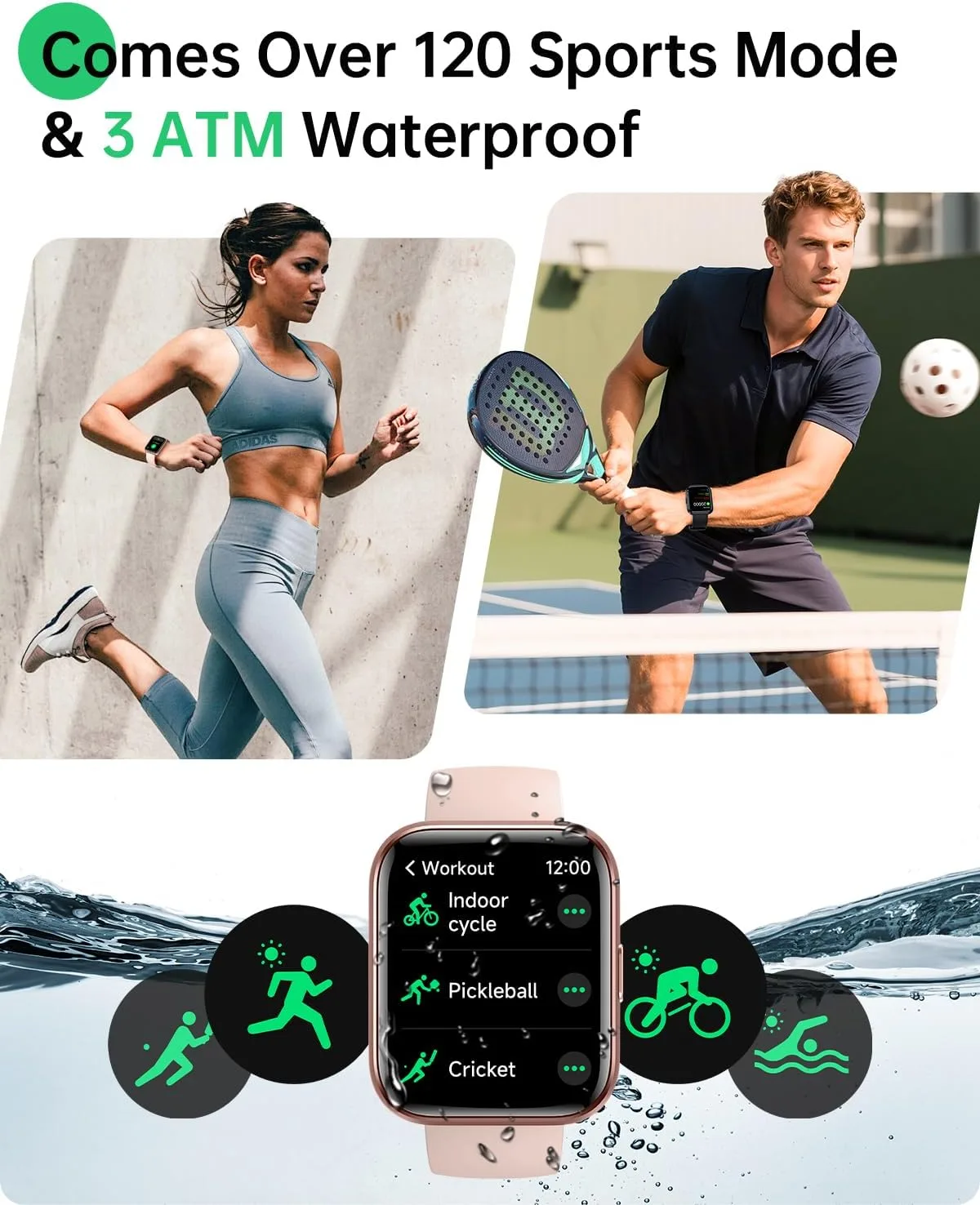 Smart Watches for Women, 1.83" Alexa Smart Watch for Android & iPhones with Call/SMS/Reminder, 120+ Sport Modes Fitness Watch with Sleep/Heart Rate Monitor, Activity & Health Tacker, 3ATM Sport Watch