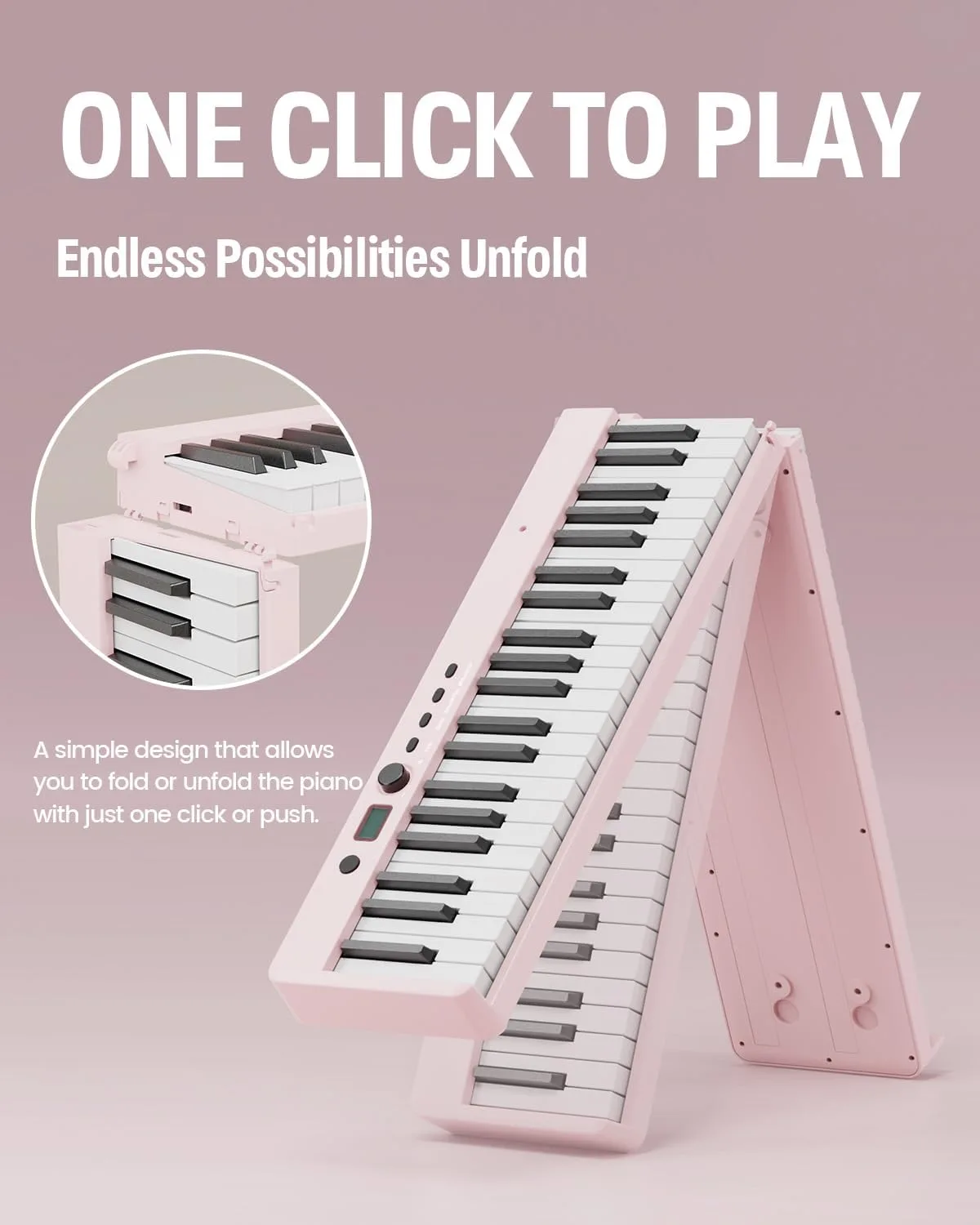 Finger Dance Folding Piano Keyboard 88 Keys, Portable Electric Keyboard with Bluetooth MIDI, Full Size Digital Piano, Wood Grain, Semi-Weighted, Touch Sensitive, with Storage Bag for Beginner