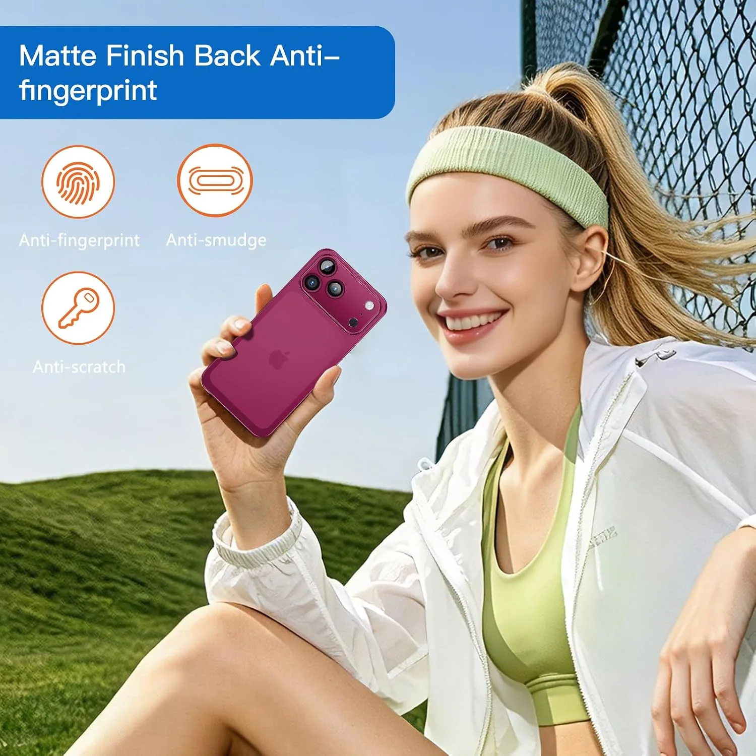 for iPhone 18 Pro Slim Case,Paper-Thin Transparent Finish Skin Back Case [Non Yellowing] Ultra Protective Cover with Camera Protection 6.3 Inch (Wine Red)