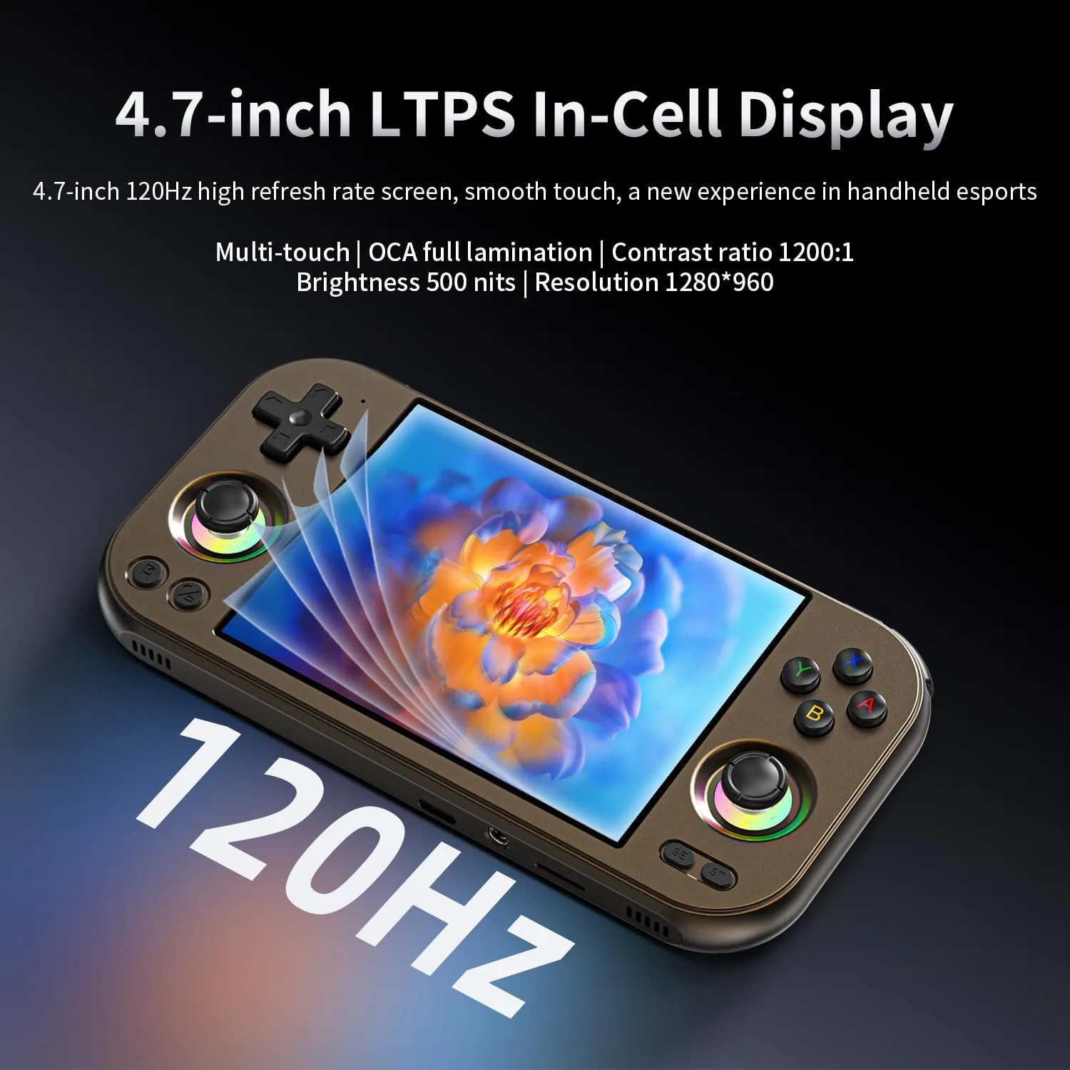 RG477M Retro Handheld Game Console , Aluminum Alloy CNC Dimensity 8300 Android14 System 4.7-inch Touch Handheld Game Console WiFi/Bluetooth Hall Joystick RGB Light 5300mah