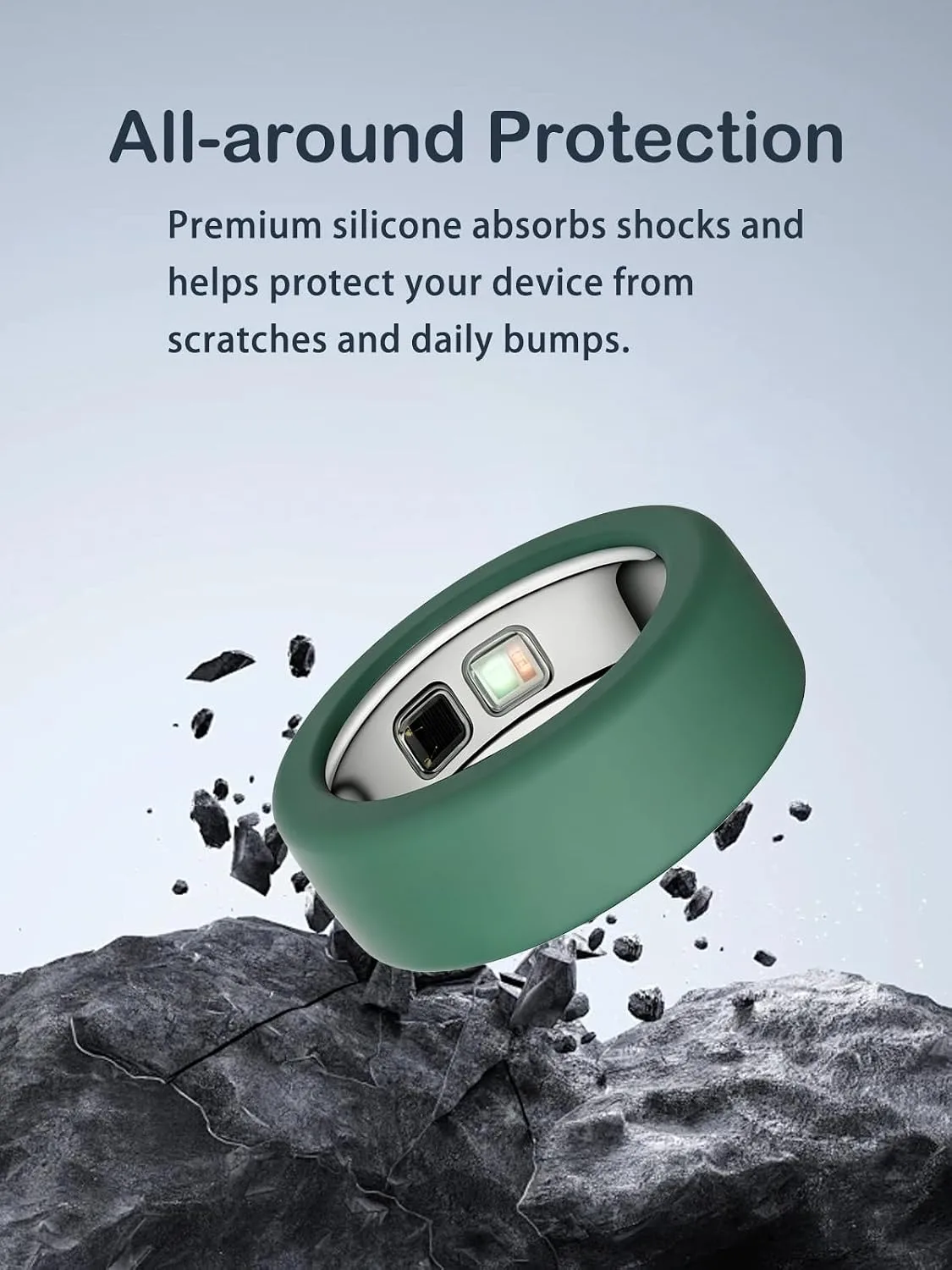 Silicone Case for Oura Ring 5, 2-Pack, M (10-13), Green+ Blue