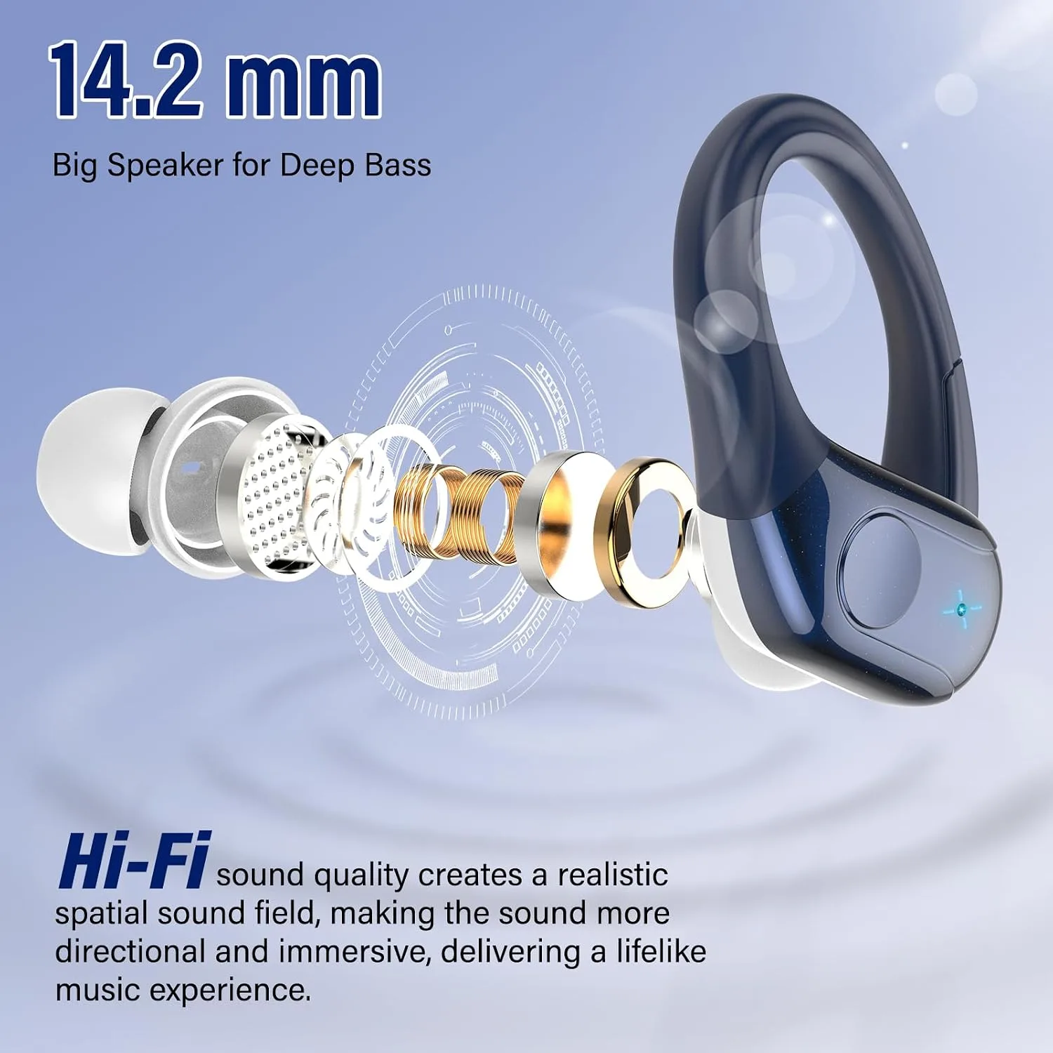 Wireless Earbuds Bluetooth 5.4 Headphones Sports, 75Hrs Bass Hi-Fi Stereo