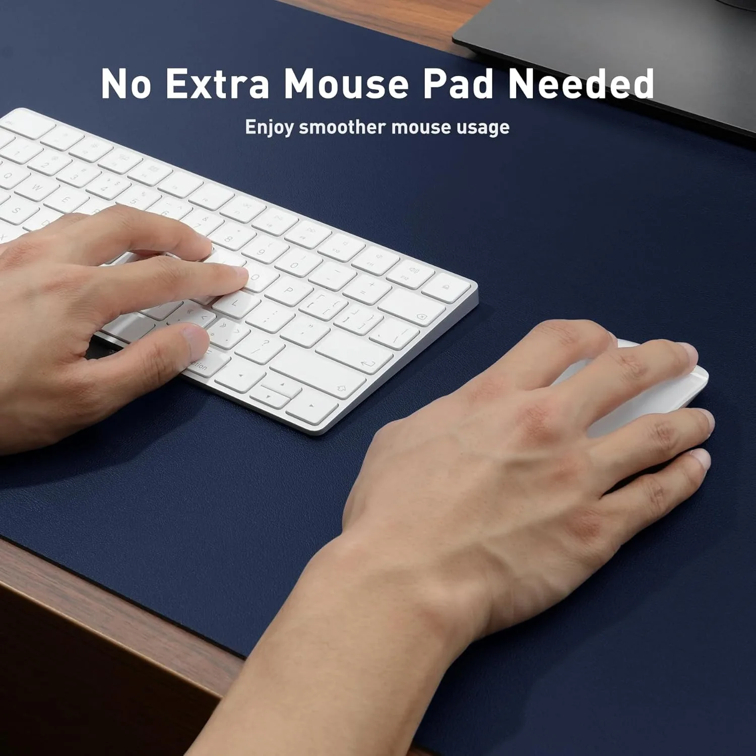 Aothia Leather Desk Pad Protector, Mouse Pad, Office Desk Mat, Non-Slip PU Leather Desk Blotter, Laptop Desk Pad, Waterproof Desk Writing Pad for Office and Home (Dark Blue,23.6" x 13.7")