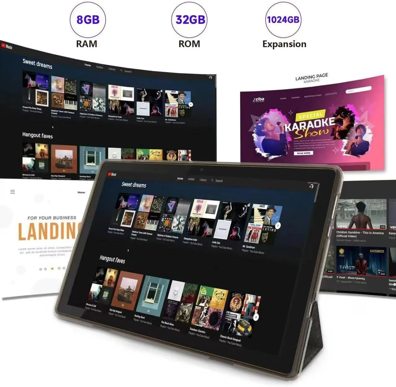 Android Tablet 10 Inch Tablet With Case Stylus Android 15 Tablets 8GB RAM 32GB ROM Support 1TB Expansion 6000mah Battery 10.1" IPS HD Touchscreen 2MP+8MP Dual Camera WIFI-6 Bluetooth5.0 Tablets