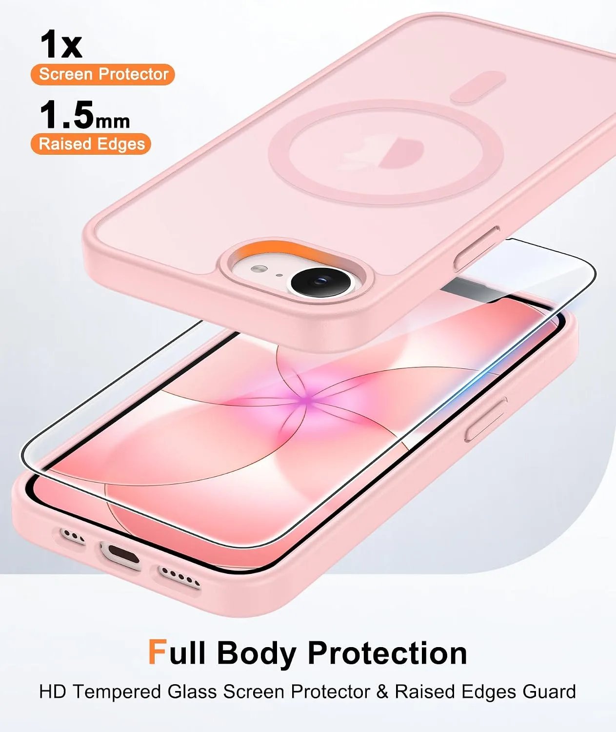 FNTCASE for iPhone 17e / 16e Case Fit for MagSafe Light Pink