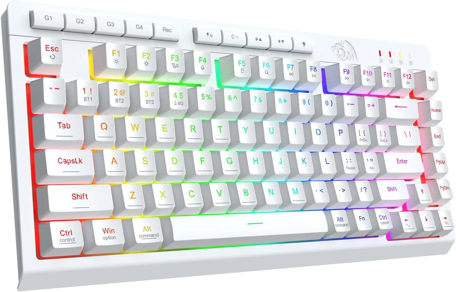 Redragon Wireless Gaming Keyboard, Portable 75% Compact,RGB Backlit, White