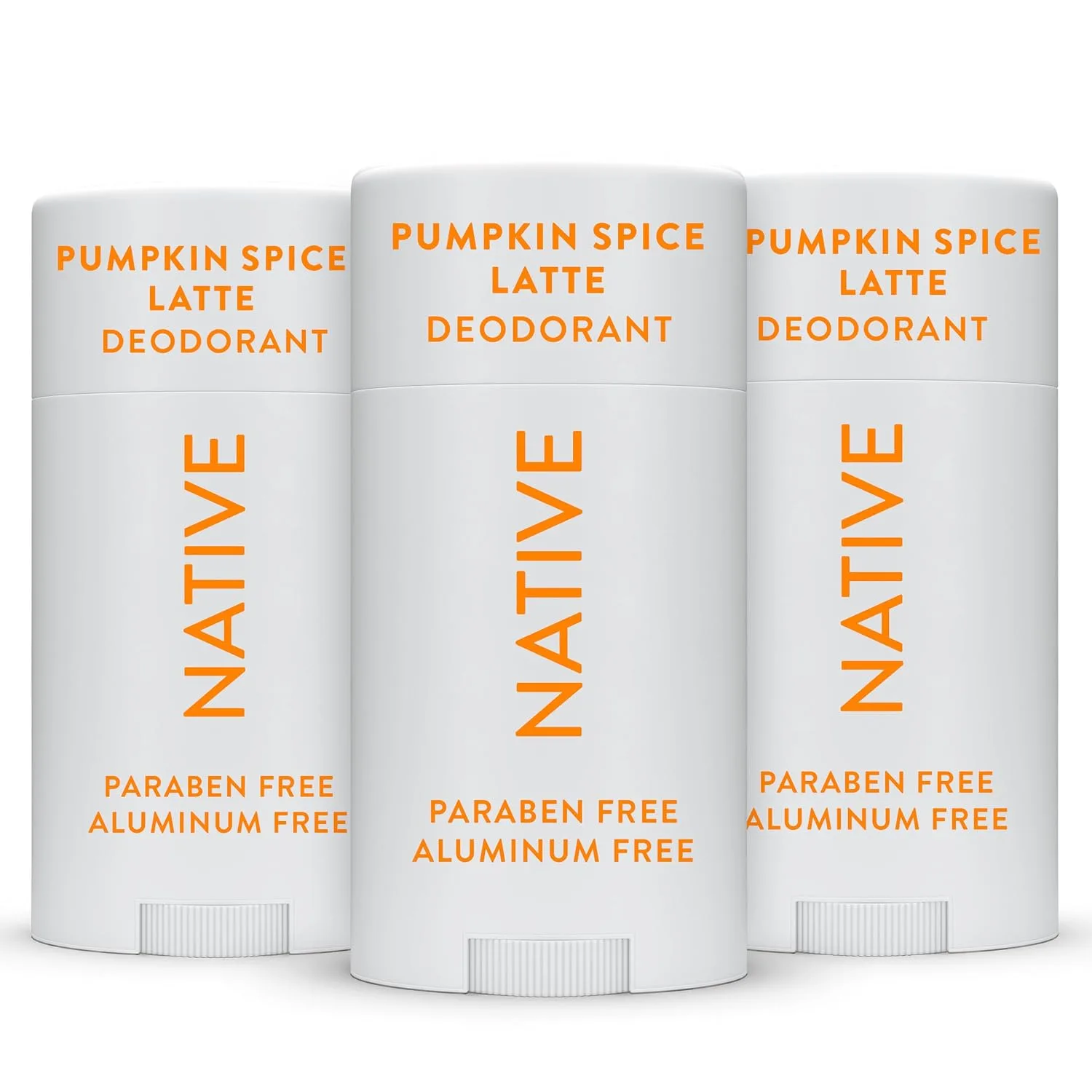 Native Deodorant, Pumpkin Spice – 72‑Hour Odor Control, Aluminum Free, Naturally Derived Ingredients, Smooth Glide Formula – Vegan & Cruelty‑Free – 3 Pack