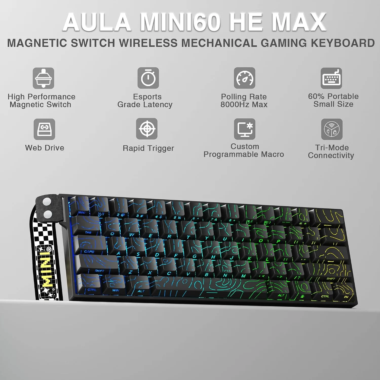 Aula MINI60 HE MAX Wireless Gaming Keyboard 60% Magnetic Switch Keyboard