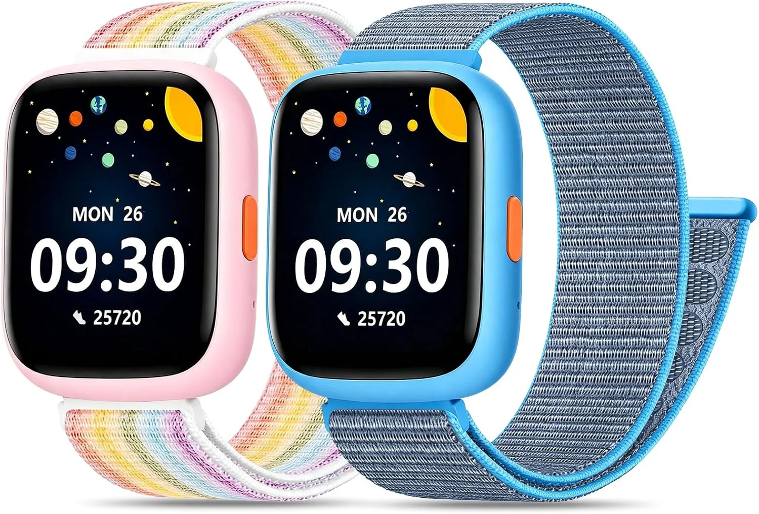 HSWAI 2 Pack Nylon Loop Strap Compatible with BIGGERFIVE Brave 2 Watch Band, Quick Release Sport Soft Adjustable Breathable Strap Wristband Replacement for Brave BW01/BW02