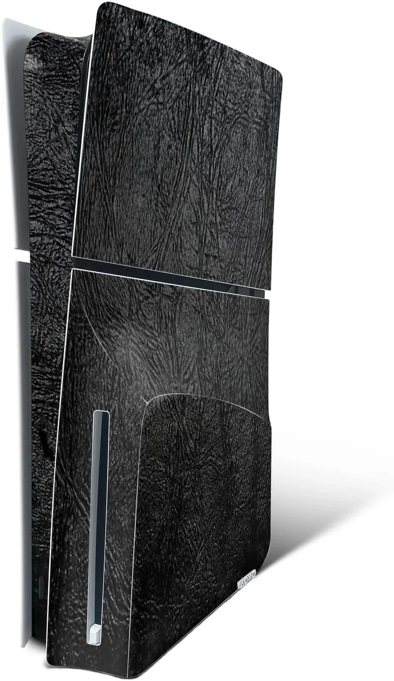MightySkins Skin Compatible with Playstation 5 Slim Disk Edition Console Only - Black Leather | Protective, Durable, and Unique Vinyl Decal wrap Cover | Easy to Apply | Made in The USA