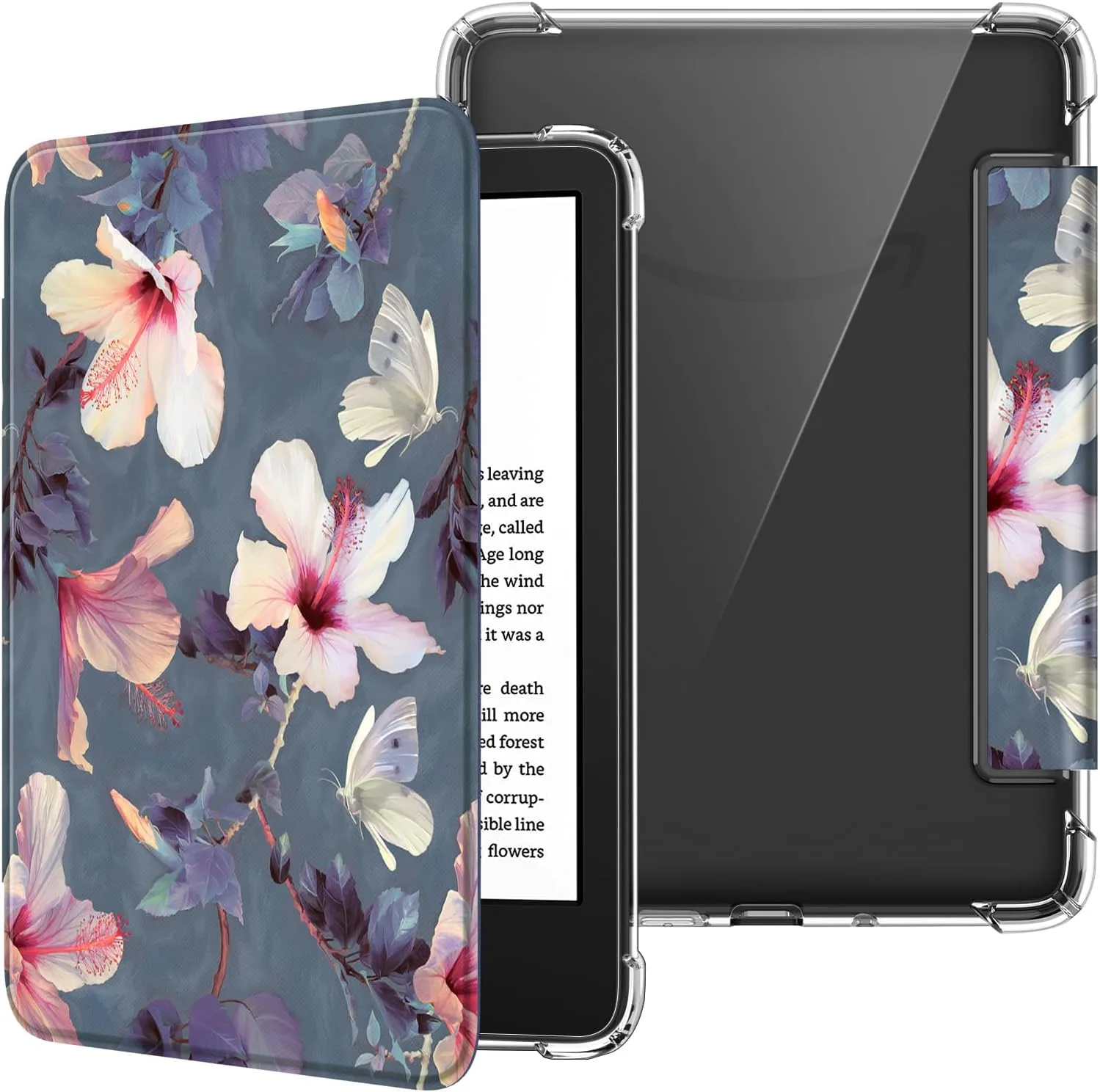 Fintie Slim TPU Case for 6" Kindle 11th Generation 2024/2022,Bloom Hibiscus
