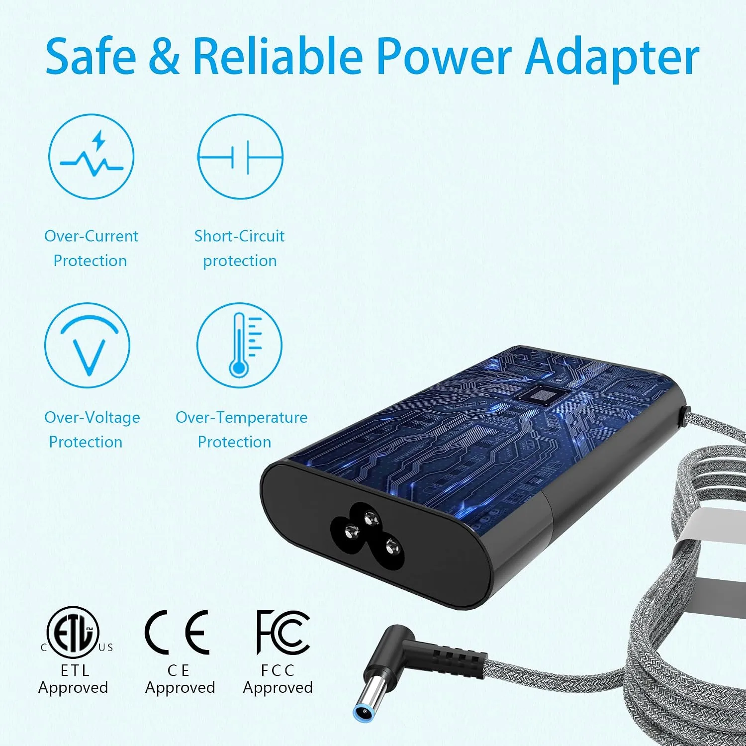 Slim 65W Laptop Charger for HP Envy x360,Spectre x360 13-4193nr 15-ap001nx 15t-ap000,ProBook x 360 11 450 650 640 G1 G2 G3 G4 G5 G6 G7,EliteBook Pavilion Stream Blue Tip Power Supply Cord