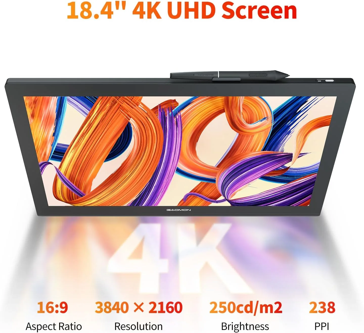 GAOMON Pro 19 Drawing Tablet with Screen, 18.4" 4K UHD, 16384 Pen Pressure