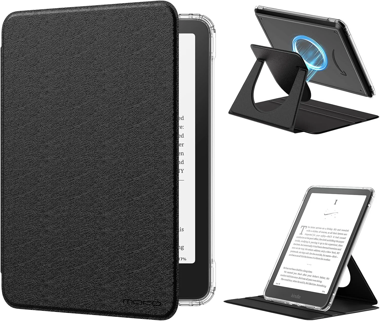 Estuche MoKo 360° Rotativo Desmontable para eBook Reader 7" Negro Seda