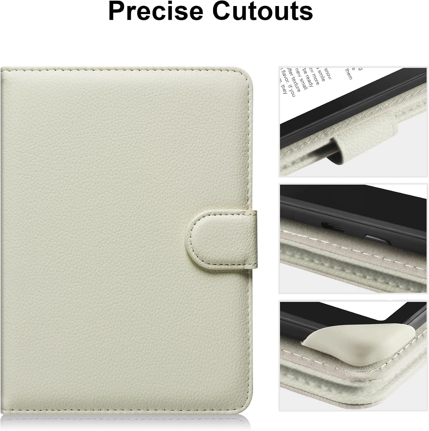 HoYiXi Universal Case for 6-inch Kindle eReader Compatible with Kobo/Voyaga/Pocketbook/Tolino E-Book Reader,6'' eReader Protective Cover with Built-in Card Slot,Rice White