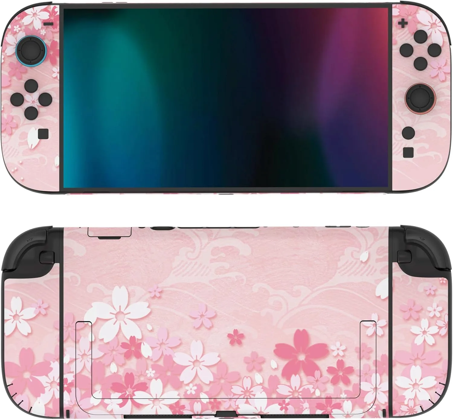 PlayVital for Nintendo Switch 2 Skin Full Set (2-Pack) - Protective Vinyl Decal Stickers for Switch 2 Console, Joycons, Handle Grips & Dock | No Residue, Anti-Scratch - Cherry Blossoms Petals