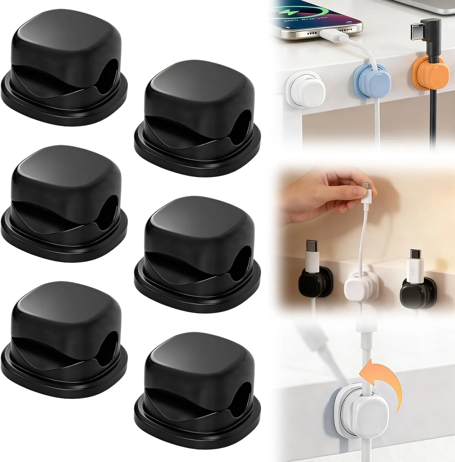 Cord Organizer Holder，Rotatable Desk Cable Managemen，Desk Organizer