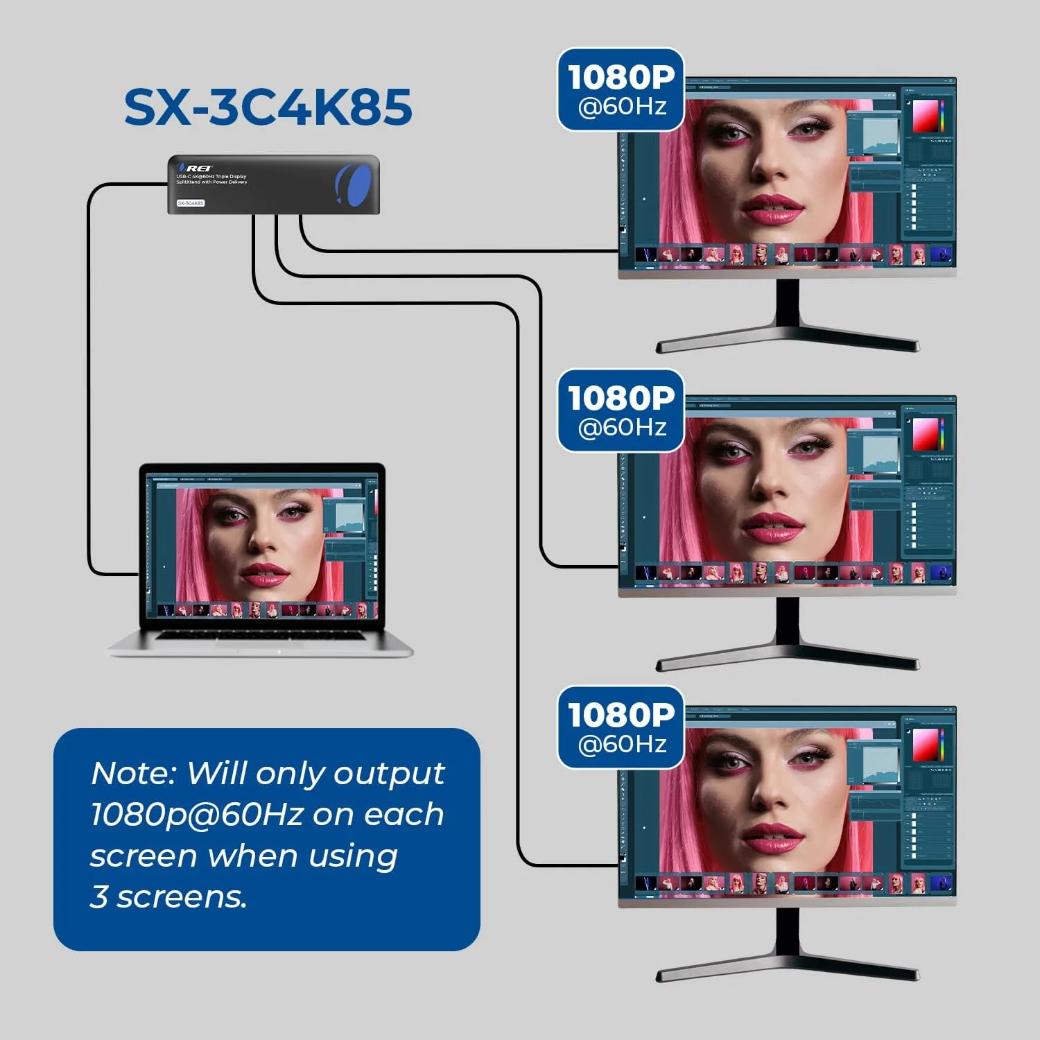 OREI USB C Docking Station Triple Monitor, SplitXtend 12-in-1 Laptop Dock