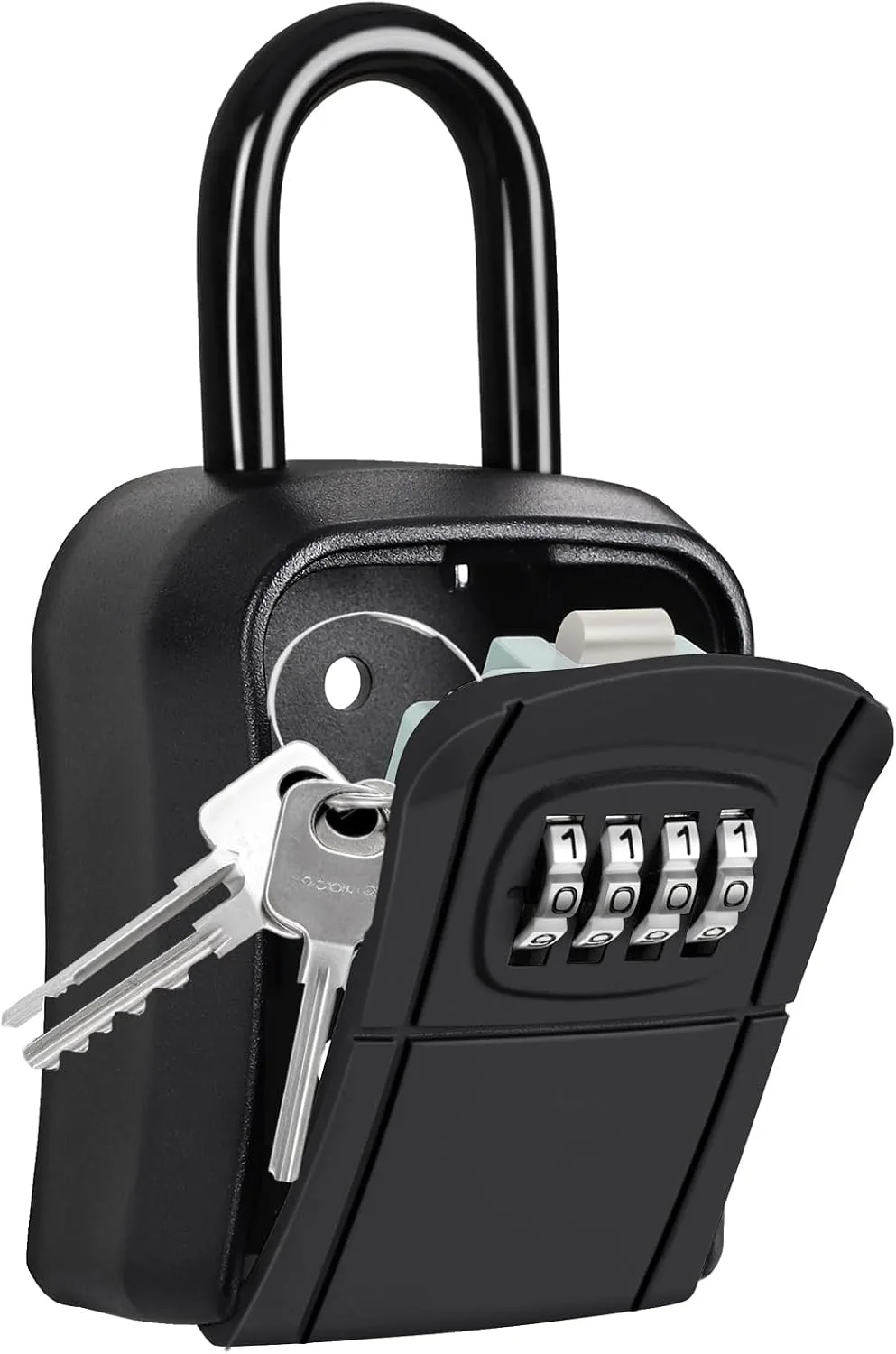 Portable Key Lock Box,Key Holder Safe Security Lock Box for Indoor, Outdoor, Garage, Garden, Store (1, Black)