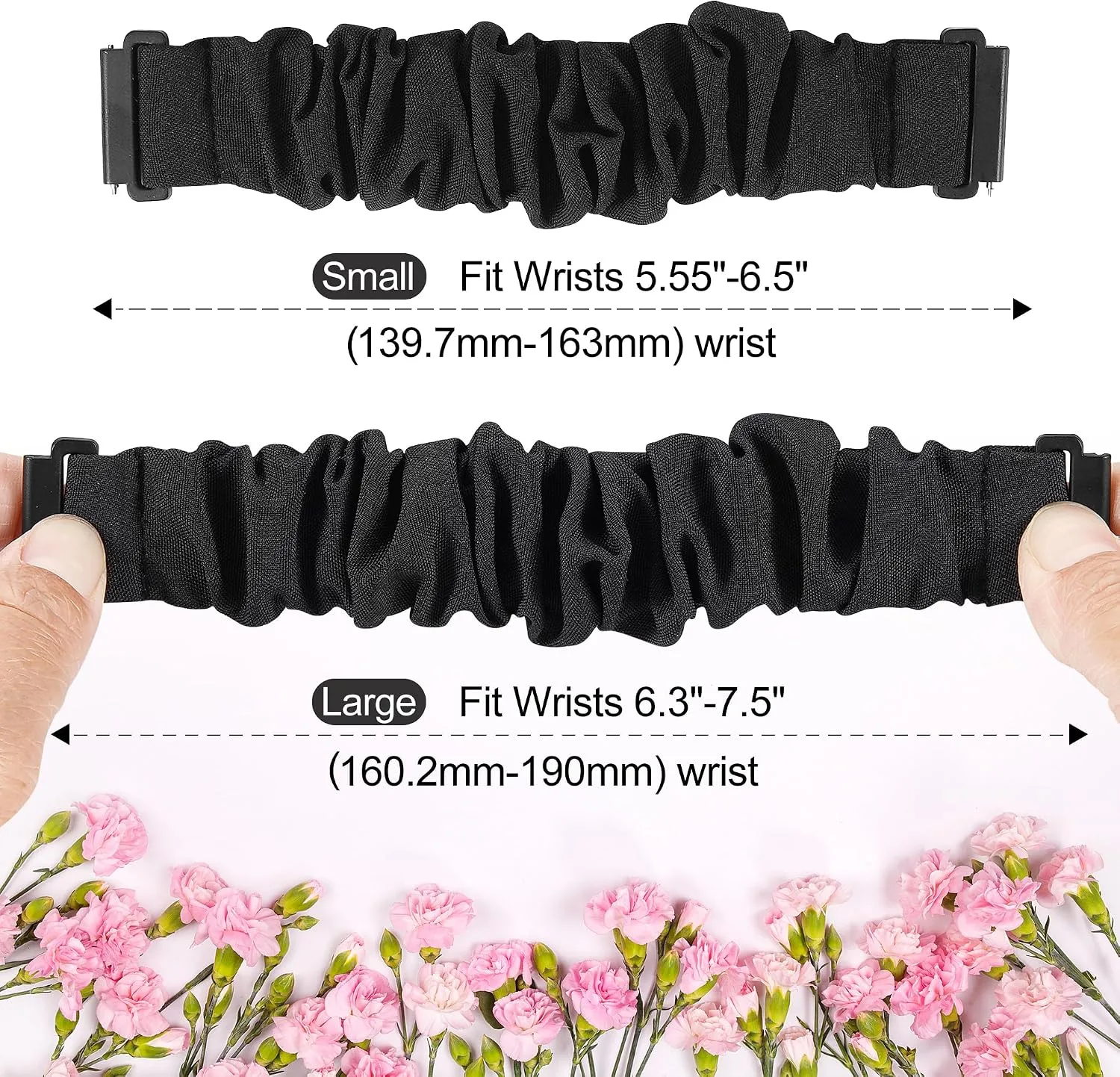 Sunnyson 22mm Bands for Veryfit IDW13/IDW16/IDW19/IDW26/IDW28 Smartwatch，2 Pack Elastic Fabric Scrunchie Straps for Fitvii H57/H56/Fitpolo/Toobur id208 Plus Women