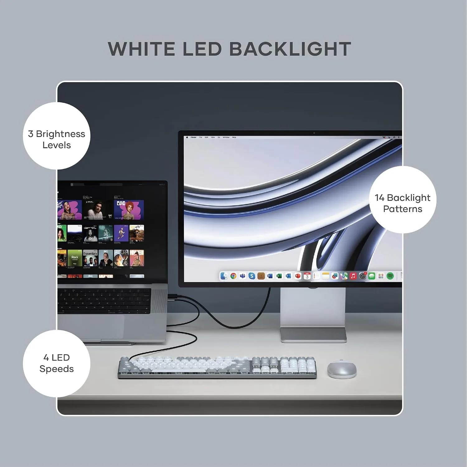 Satechi SM3 Mechanical Keyboard, White LED Backlit, Light Gray/White