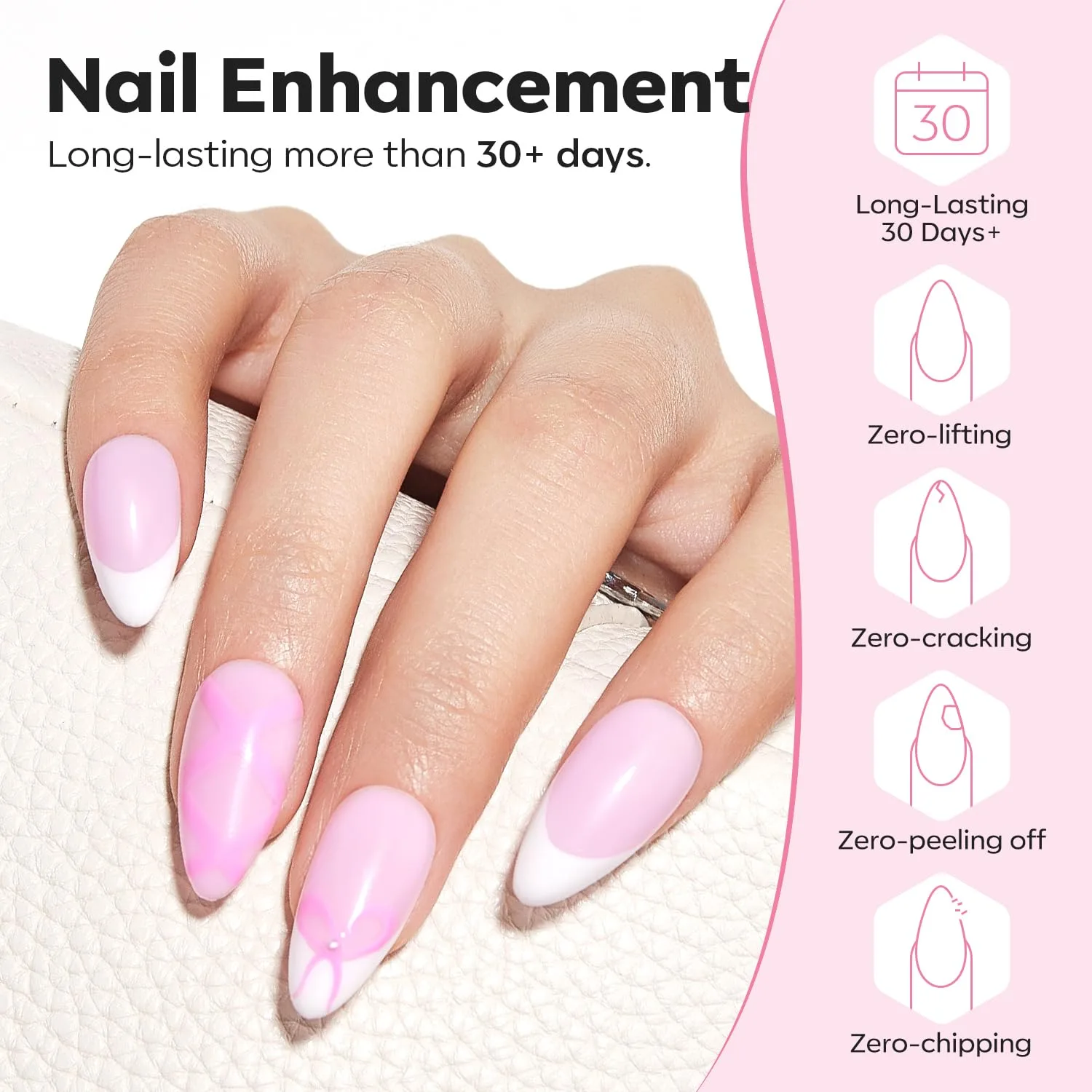 modelones Builder Nail Gel, 2 Pcs Clear and Baby Pink Builder Base Coat