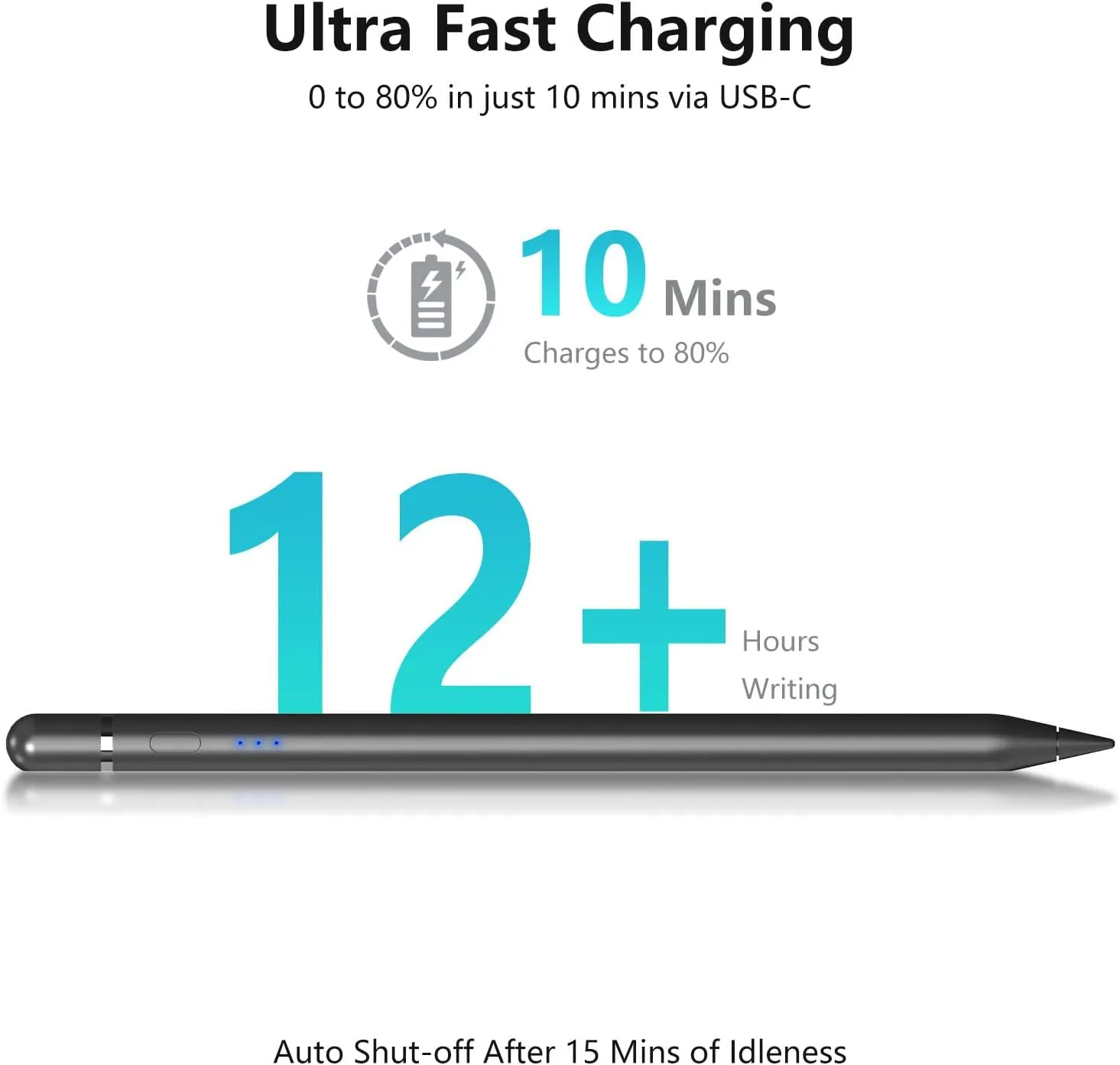 Stylus Pen for iPad 2018–2026, Wireless Charging iPad Pencil 2nd Generation &1st Generation with Tilt Sensitivity& Palm Rejection, 2X Fast Charge Pencil for iPad A16 Pro 11/12.9/13, Air, Mini Black