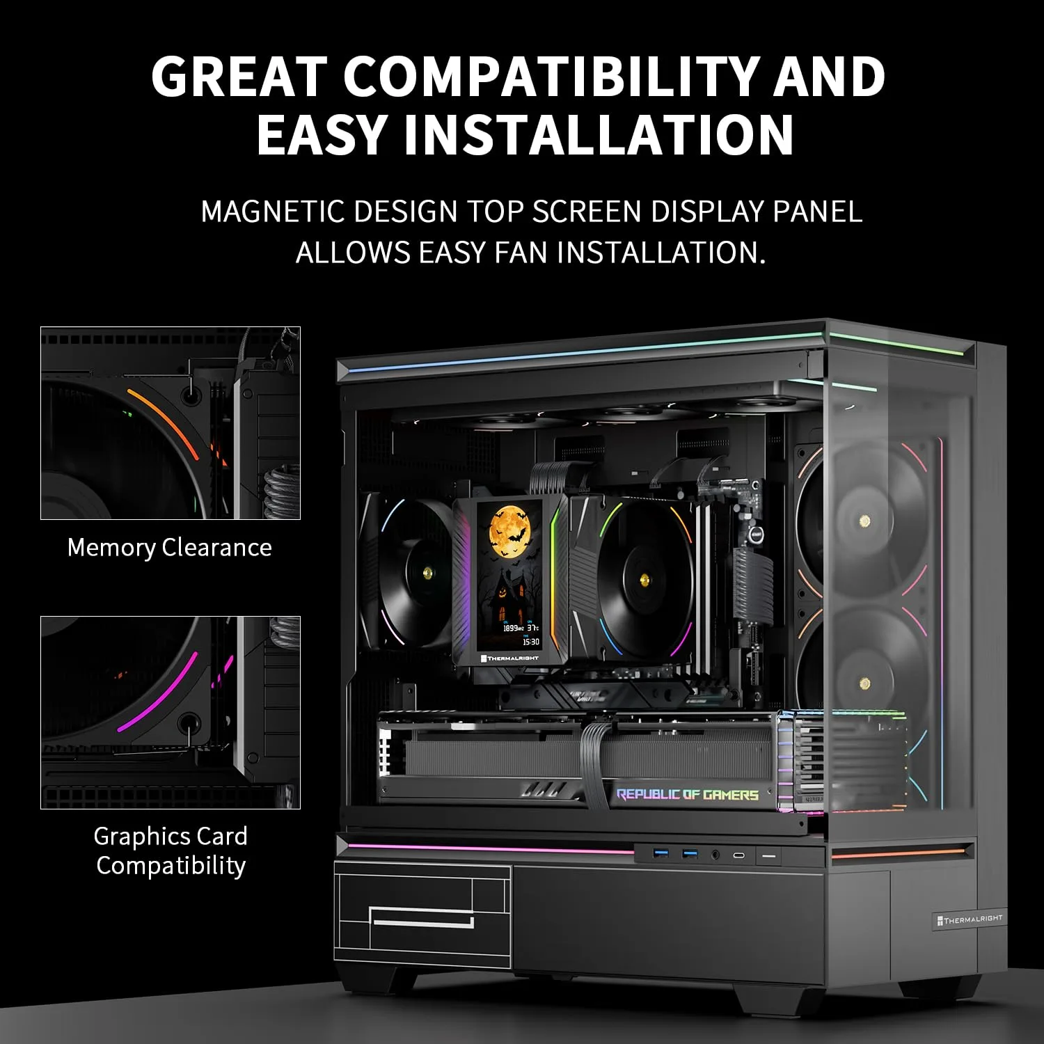 Thermalright TR Peerless Assassin 120 Vision MAX ARGB Black CPU Air Cooler, Twin Tower Radiator 2150RPM,480x854 Resolving Power IPS Screen with 5’’,Computer Cooler for Intel lga1851/1700/115x,AM4/AM5