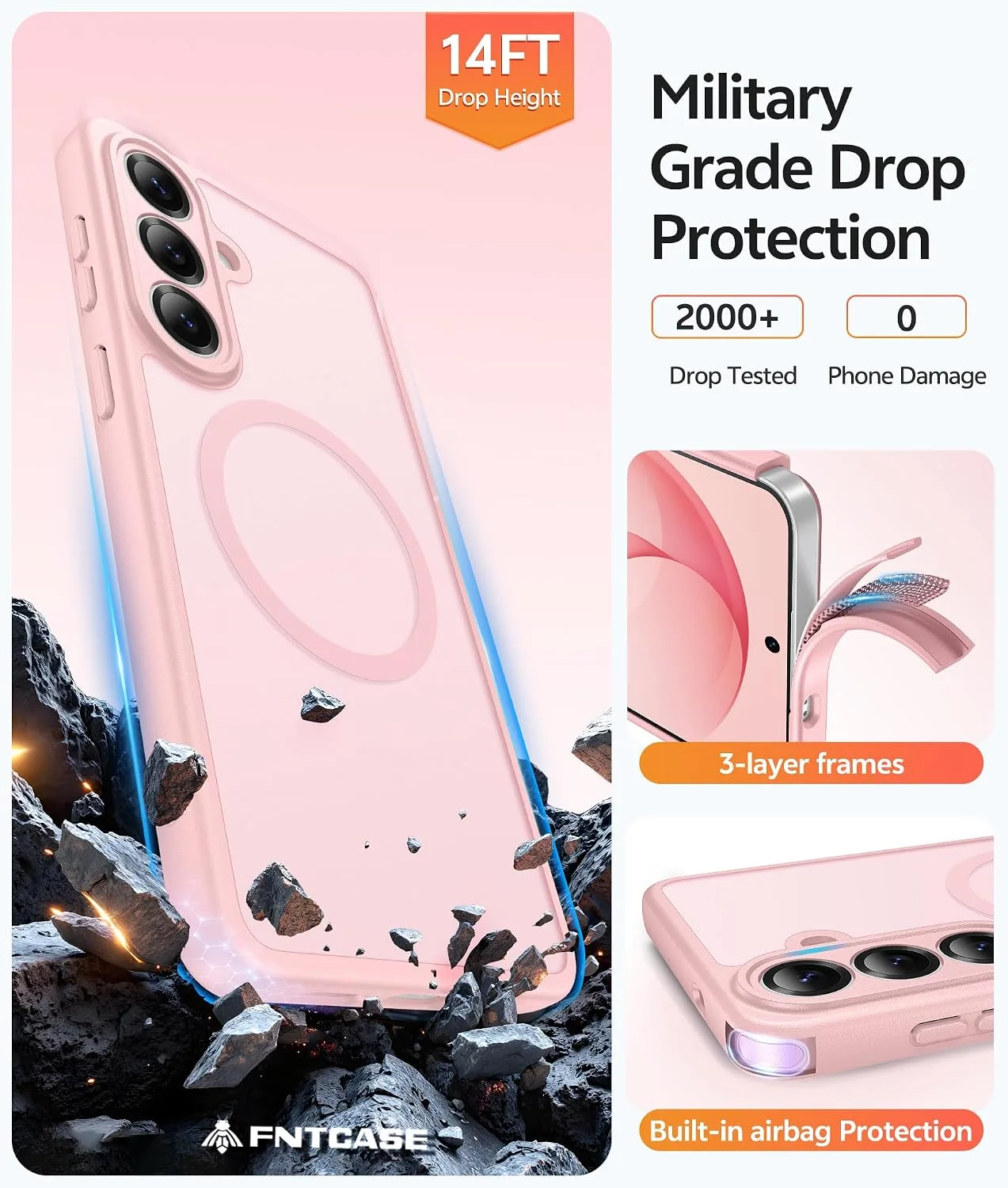 FNTCASE for Samsung Galaxy S26 Case, Fit for Magsafe, Light Pink